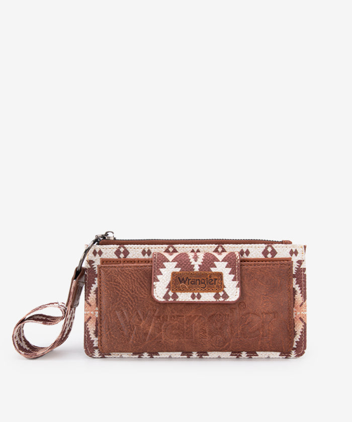 Wrangler Aztec Print Wristlet Clutch Wallet for Women - Stylish Crossbody Bag for Travel, Shopping & Everyday Use