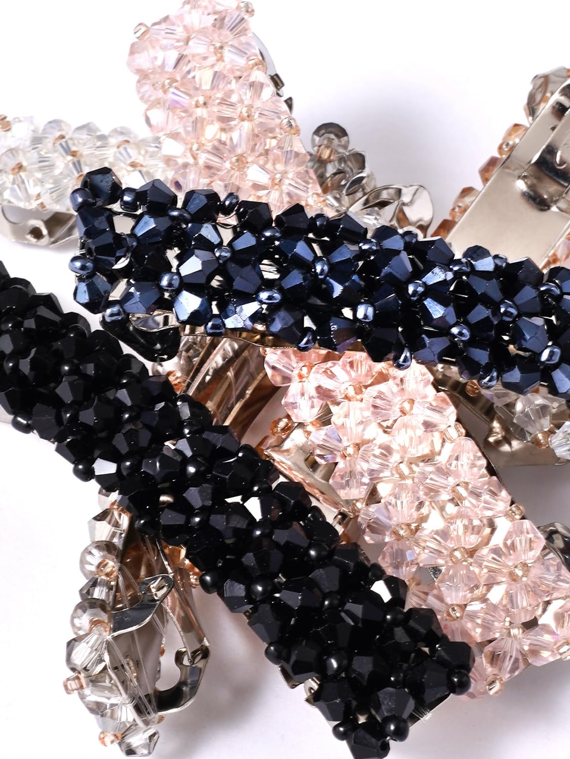 6 Pcs Crystal Hair Clips Set for Women & Girls - Shining Diva Fashion French Barrettes - Elegant Party Hair Accessories Combo for Weddings, Prom, Daily Styling