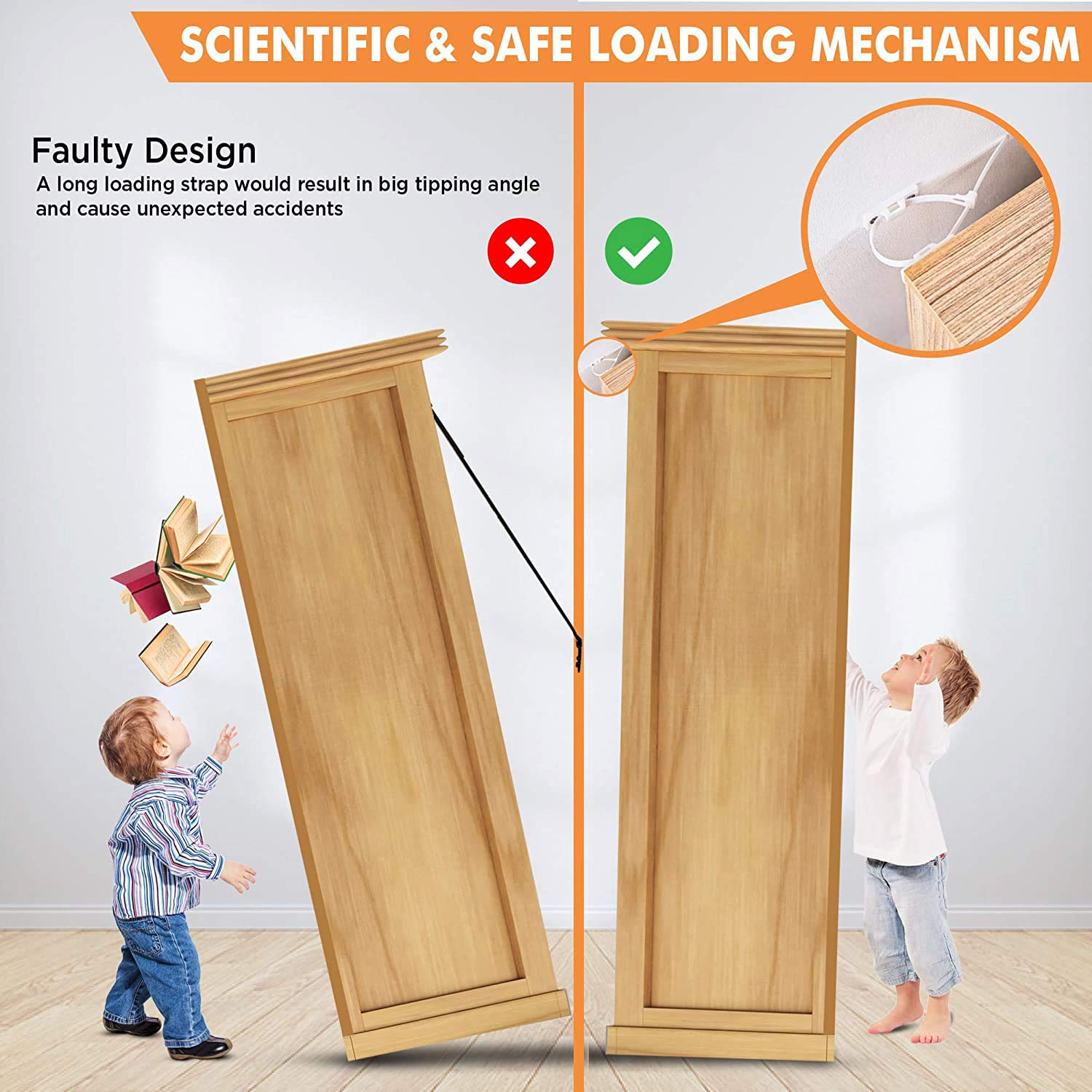 KareKlub 6-Pack Furniture Anti-Tip Straps & Anchors - Heavy Duty Safety Kit for Dressers, Bookcases, Shelves - Child, Pet & Baby Proofing - Earthquake Resistant for Home & Office Use