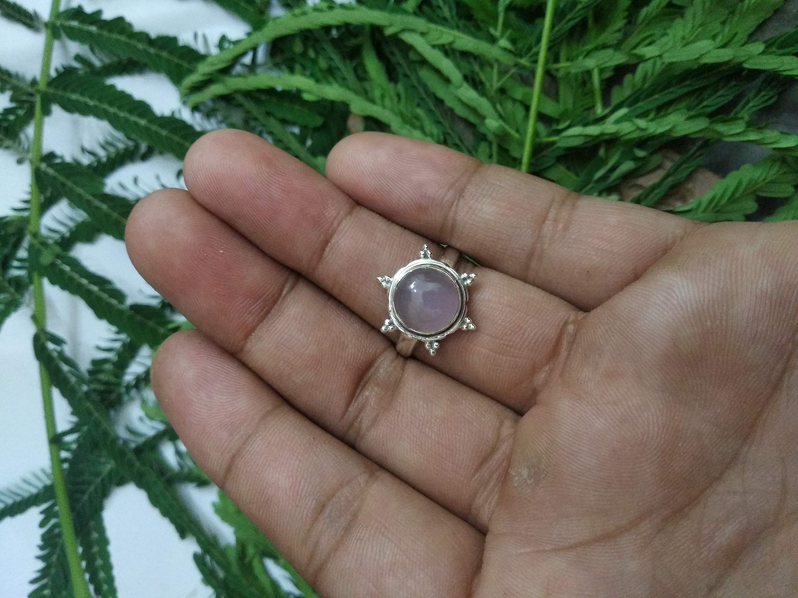 Genuine Rose Quartz Sterling Silver Ring - Handmade Bohemian Jewelry for Women, Promise & Love Ring with Pink Stone, Perfect for Wedding, Engagement & Gifts - Ideal for Romantic Occasions, Anniversaries & Special Moments