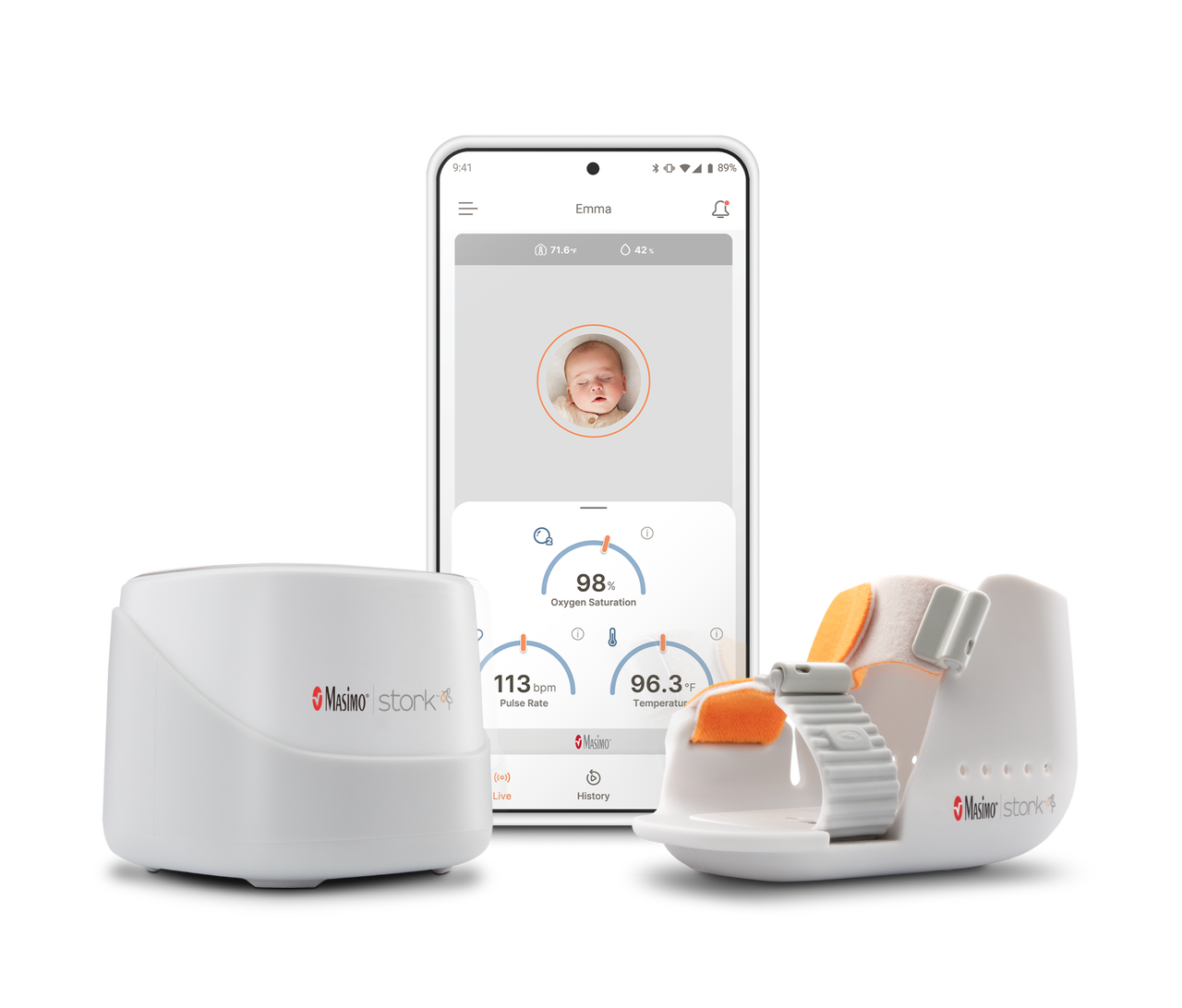 Masimo Stork Vitals Smart Baby Monitor with FDA Clearance | Real-Time Health Tracking for Newborns & Infants | Perfect for Nursery, Daycare & Home Use