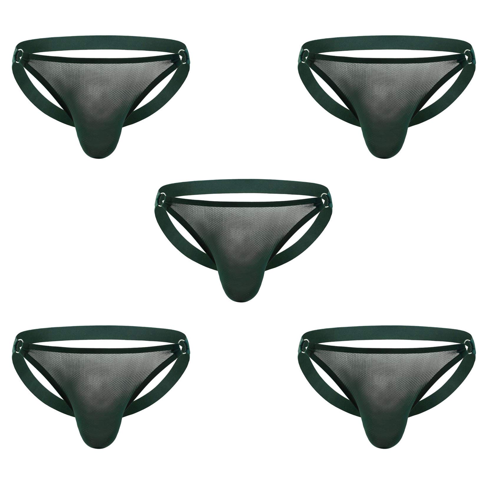Andongnywell 5 Pack Men's See-Through Mesh Back Jockstrap - Low Rise Stretchy G-String Thong Underwear for Sports & Gym Workouts - Breathable Comfort for Running, Cycling & Active Lifestyles