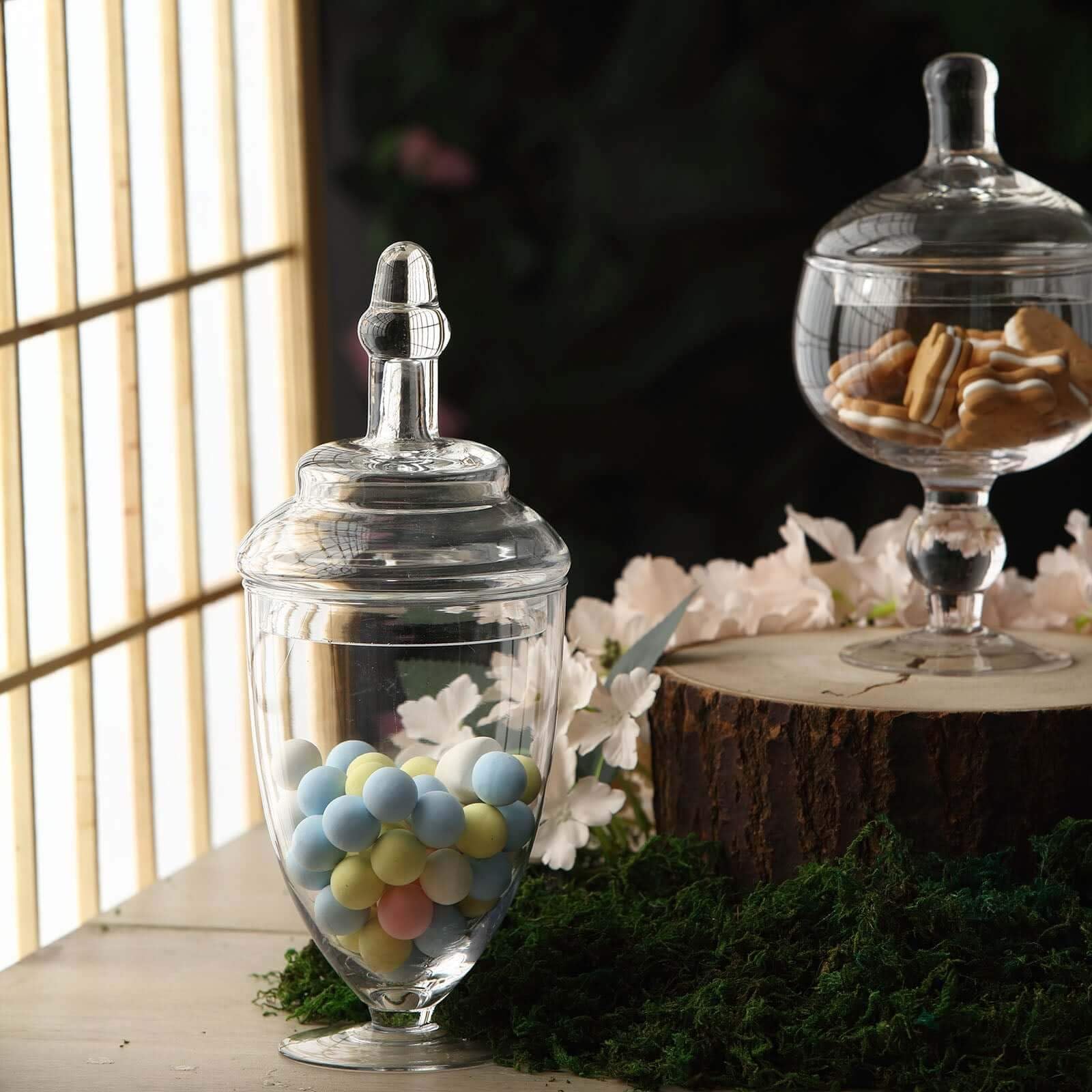 3-Pack Glass Apothecary Jars with Lids - Wedding Candy Buffet Containers for Party Favors & Home Decor - Perfect for Candy Display, Dessert Table, and Kitchen Storage
