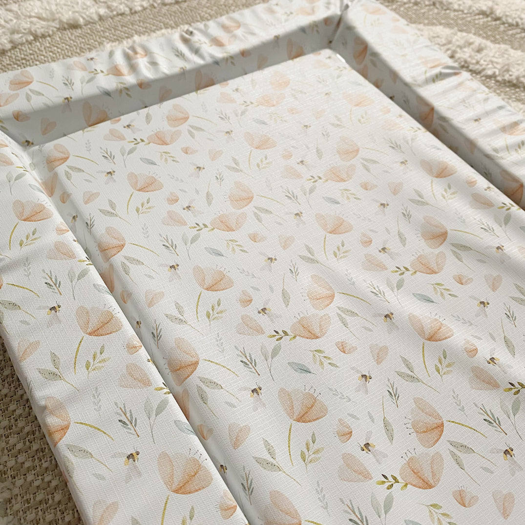 Premium Baby Changing Mat - Soft Waterproof Diaper Pad with Adorable Bee Garden Print - Perfect for Nursery, Daycare & On-the-Go Parenting