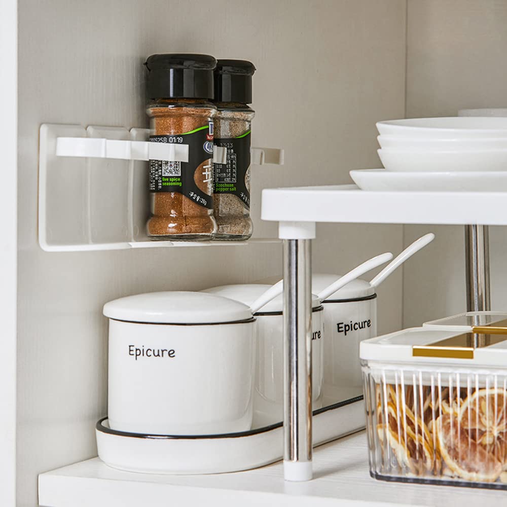 UNTIOR Spice Rack Organizer - 4 Pack Wall Mount or Cabinet Door Adhesive Spice Gripper Clips with Base, Holds 20 Jars (Mixed Colors) - Perfect for Kitchen, Pantry & Spice Container Organization
