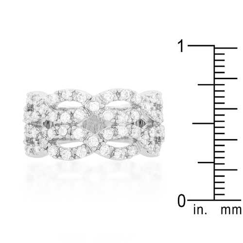 Elegant Braided CZ Cocktail Ring for Women - Sterling Silver Fashion Statement Jewelry - Perfect for Evening Parties, Weddings & Special Occasions