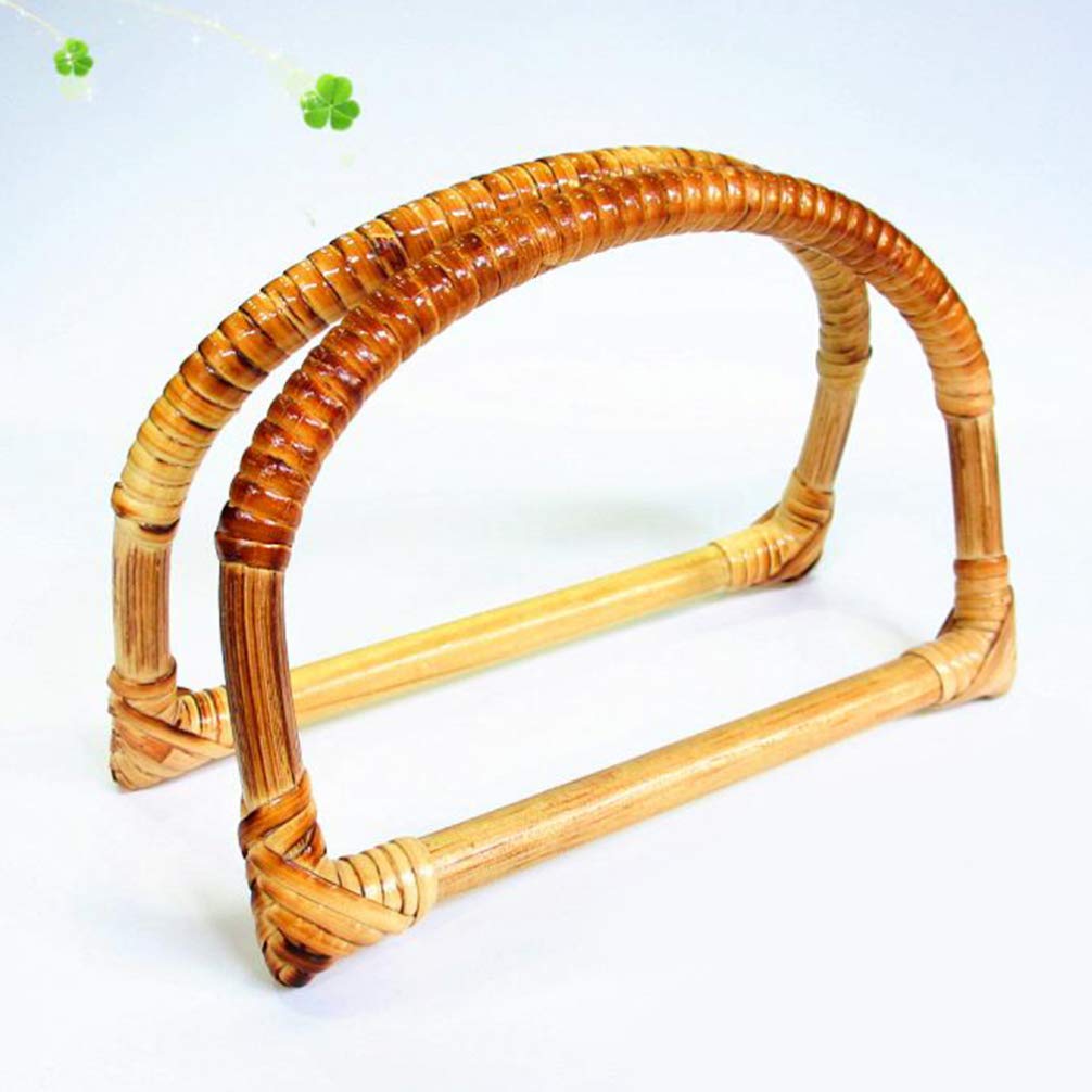 4pcs DIY Purse Handles - Solid Wood Rattan Craft Supplies for Handmade Bags, Totes & Purses - Natural Wooden Handles for DIY Fashion Accessories