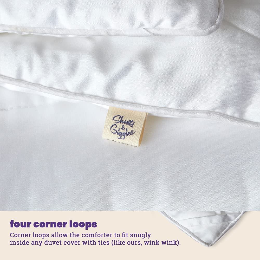 Sheets & Giggles 100% Cotton Down Alternative Comforter - All Season King Size Cooling Blanket - Hypoallergenic & Breathable - Perfect for Hot Sleepers & Bedroom Decor - White