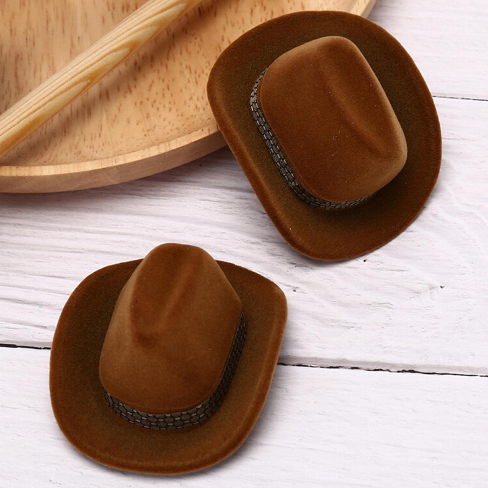 1 Piece Creative Cowboy Hat Shaped Ring Box - Velvet Jewelry Display Case for Rings, Earrings & Small Accessories - Perfect for Jewelry Stores, Gift Packaging & Travel Storage