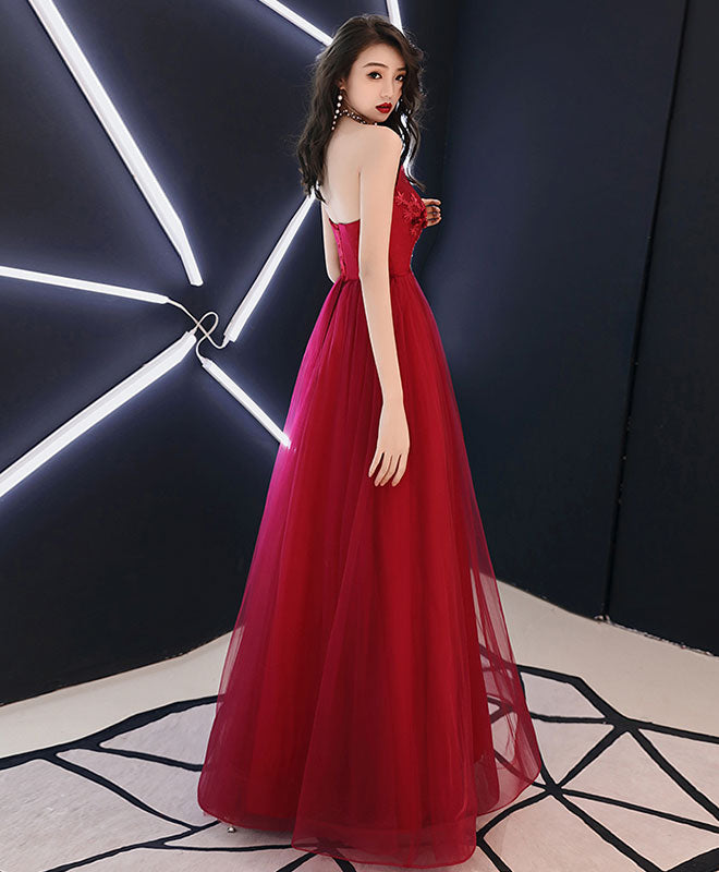 Elegant Burgundy Long Prom Dress - A-Line Evening Gown for Women | Perfect for Homecoming, Formal Dances & Special Occasions