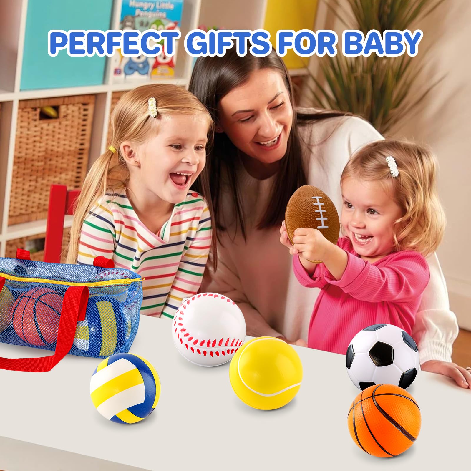 **6-Pack Soft Foam Sports Balls Set for Toddlers 3-5 Years Old - Soccer, Basketball, Football, Baseball, Tennis & Volleyball - Safe Mini Play Balls for Boys & Girls - Perfect for Indoor/Outdoor Play, Birthday Gifts & Early Learning**