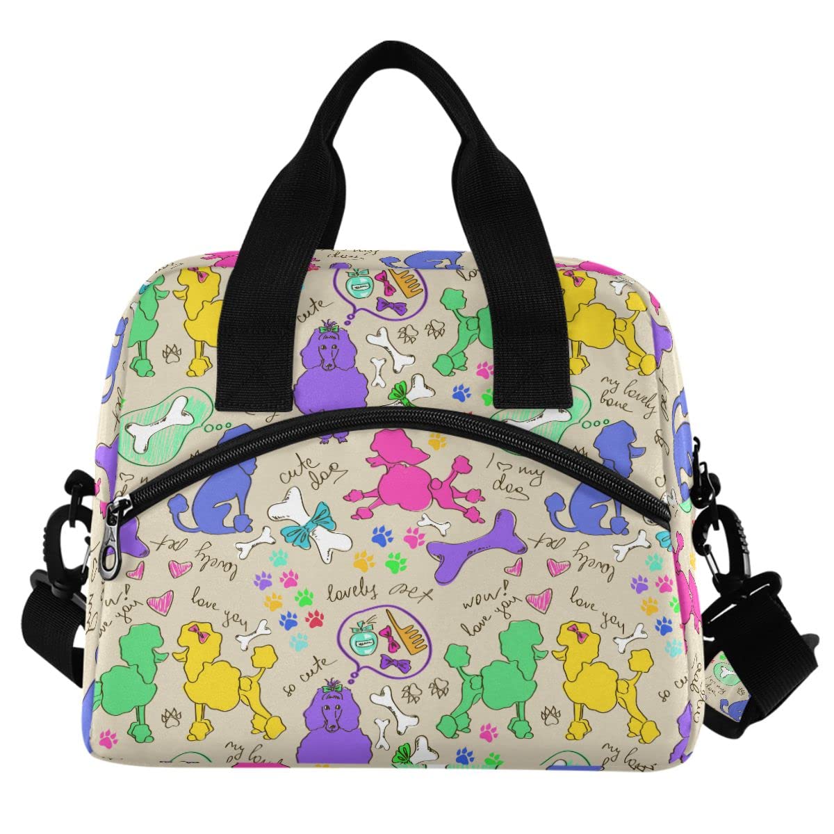 MNSRUU Insulated Lunch Bag for Women & Men - Leakproof Reusable Cooler Tote for Work, School, Picnics - Cute Poodle Dog Design Lunch Box for Adults & Kids