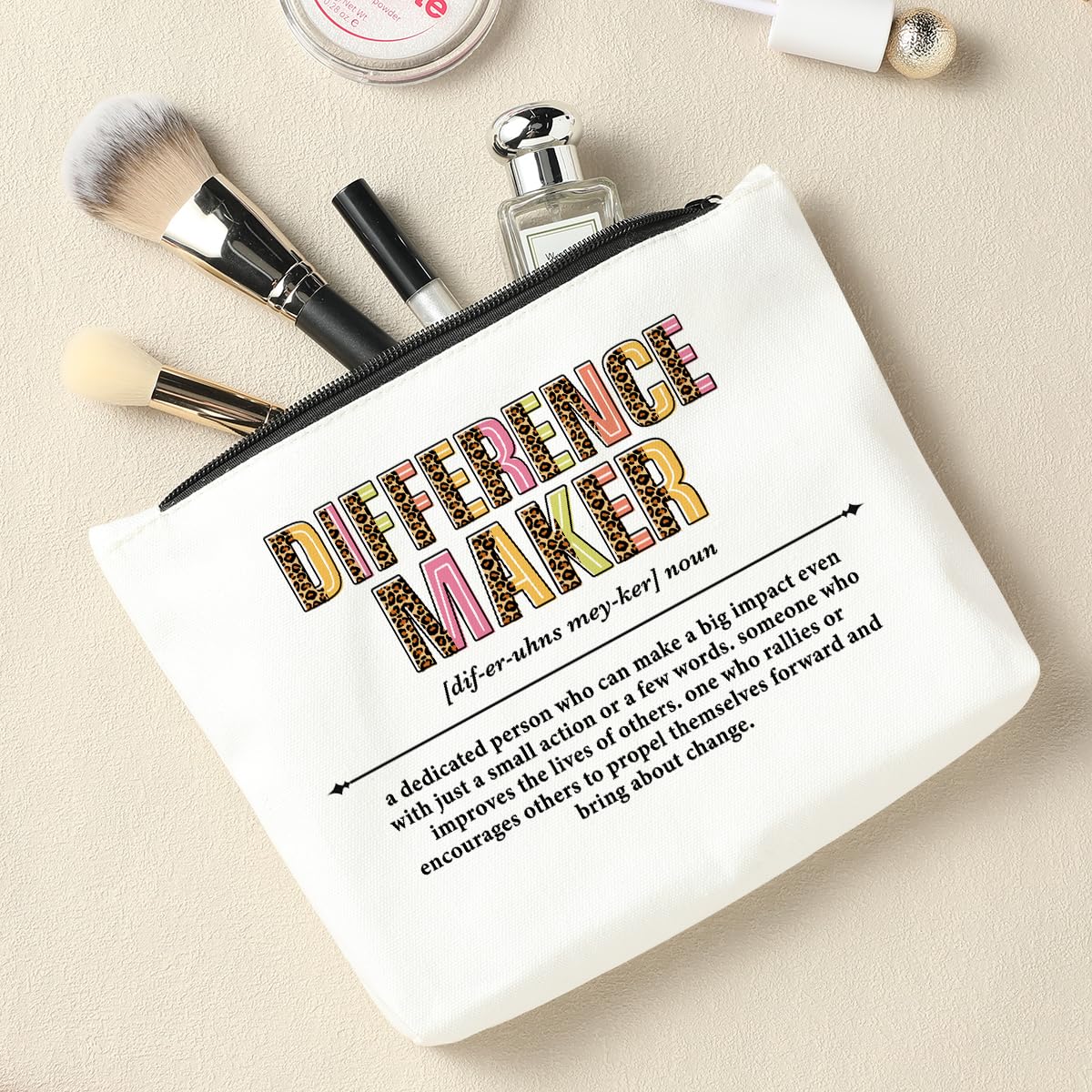 Difference Maker Gift Set - Premium Makeup & Cosmetic Bag for Women - Office Accessories & Appreciation Gifts for Female Friend, Boss or Coworker - Perfect for Birthday, Retirement & Thank You Occasions - Ideal for Workplace, Home & Travel Use