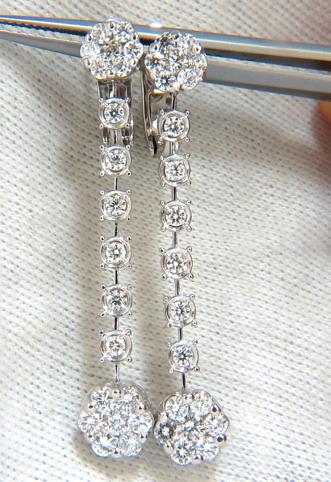 1.70ct Natural Round Diamond Floating Cluster Dangle Earrings with Omega Back for Women - Elegant Jewelry for Parties, Weddings & Special Occasions