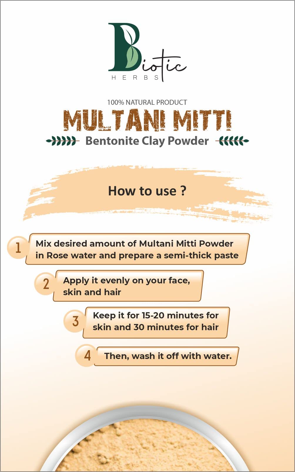 Biotic Herbs Organic Pure Multani Mitti Powder (200g) - Natural Fuller's Earth Clay for Face, Skin & Hair Care | Bentonite Clay for Deep Cleansing & Detox | Perfect for DIY Face Masks, Hair Treatments & Spa Days