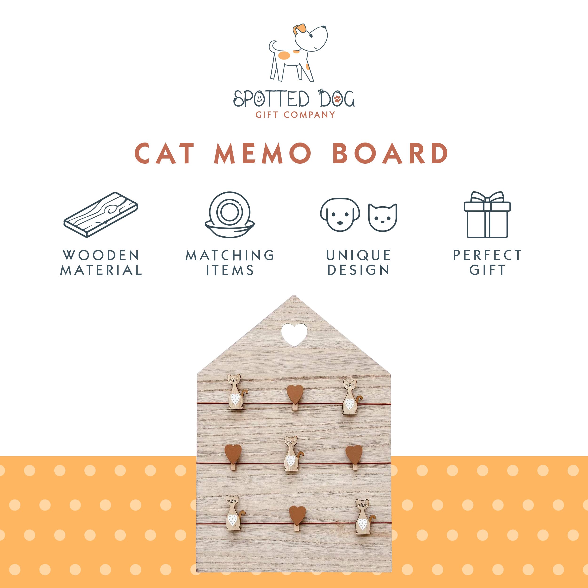 9 Clip Picture Frame Clothesline with Pegs - Cat Themed Kitchen Memo Board & Home Decor for Cat Lovers - Perfect for Displaying Photos, Notes, and Memories in Kitchen, Office, or Nursery - Brown