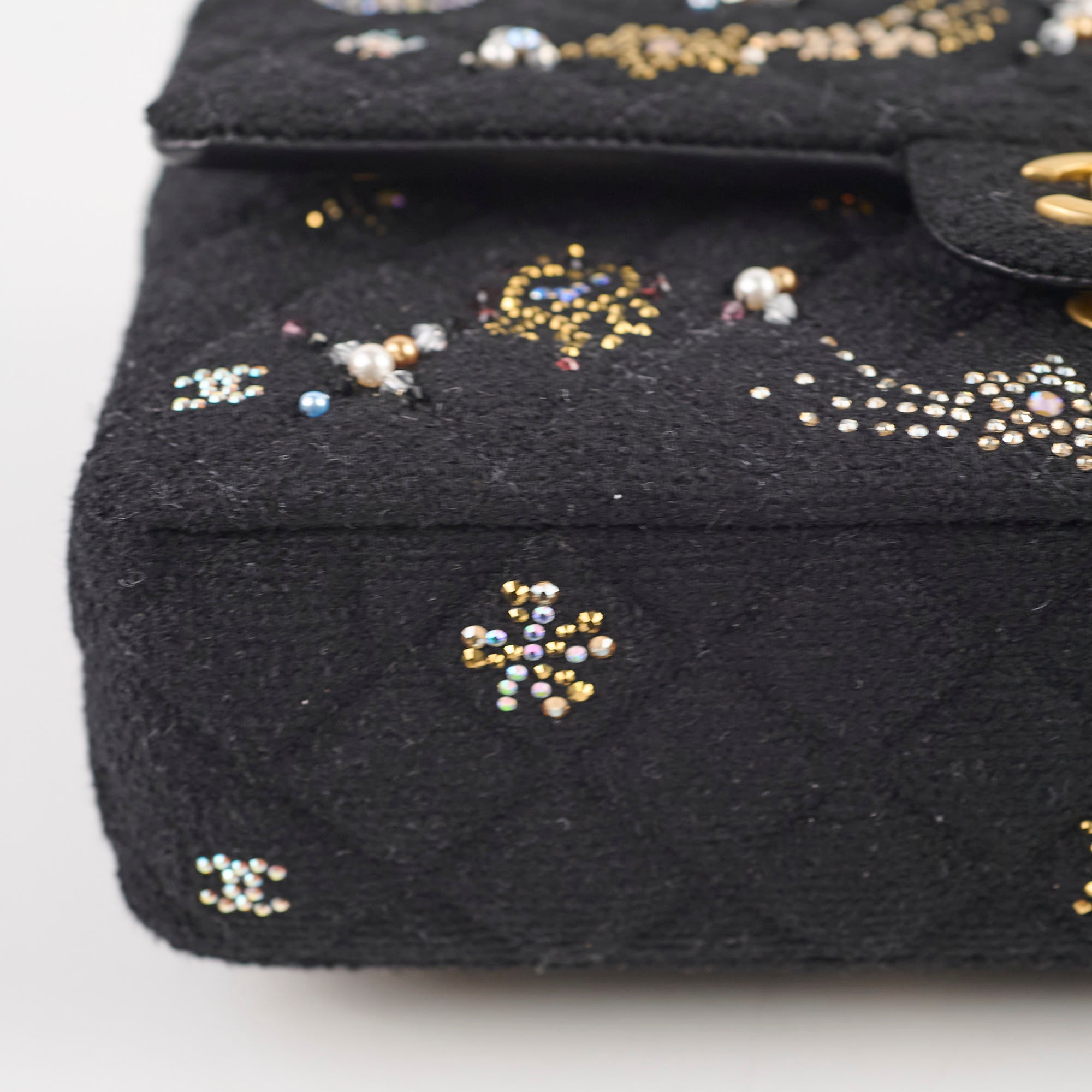 Chanel Medium Classic Crystal Embellished Flap Bag Black Microchip - Luxury Designer Handbag for Women, Evening Parties & Special Occasions