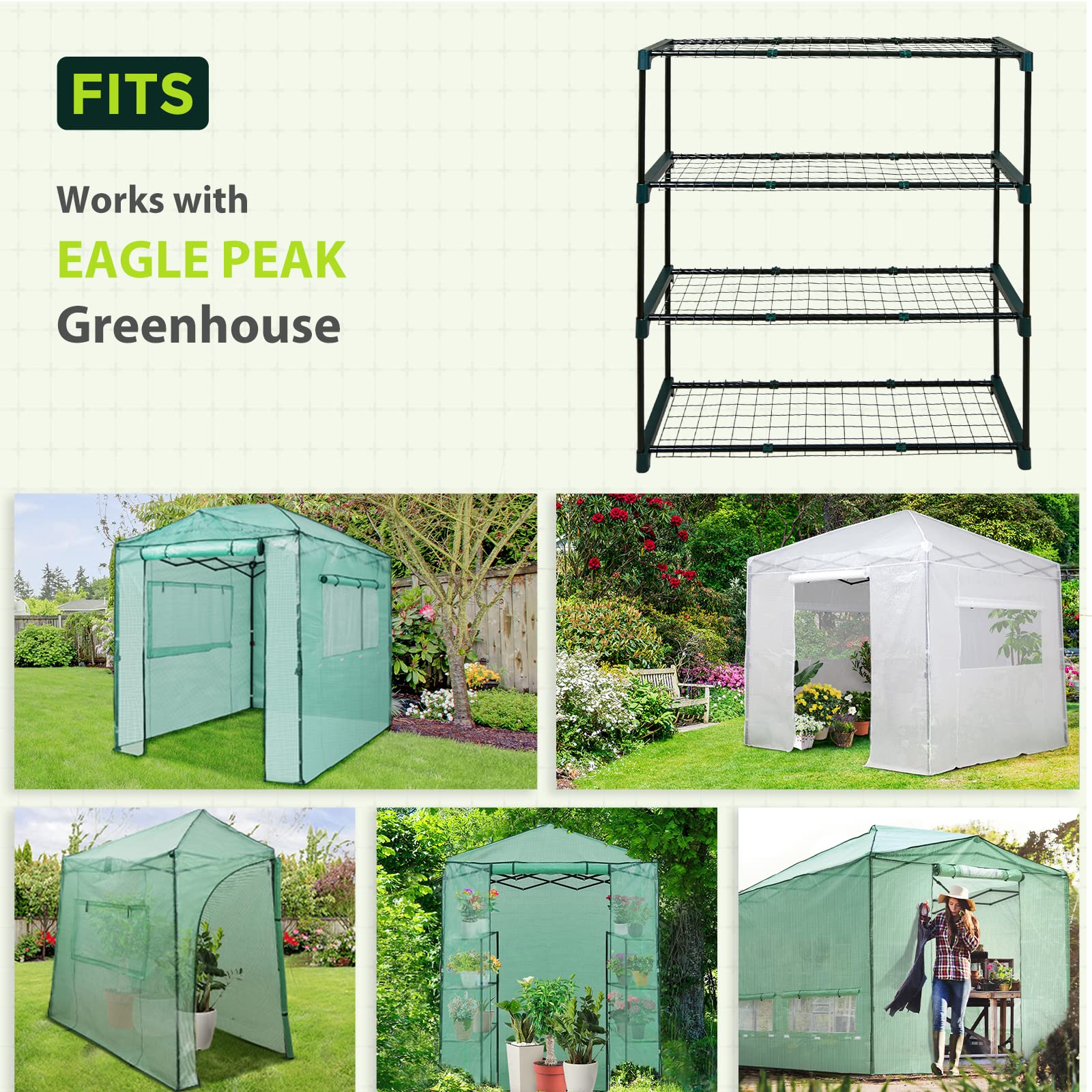 EAGLE PEAK 4-Tier Greenhouse Shelving Unit - 35