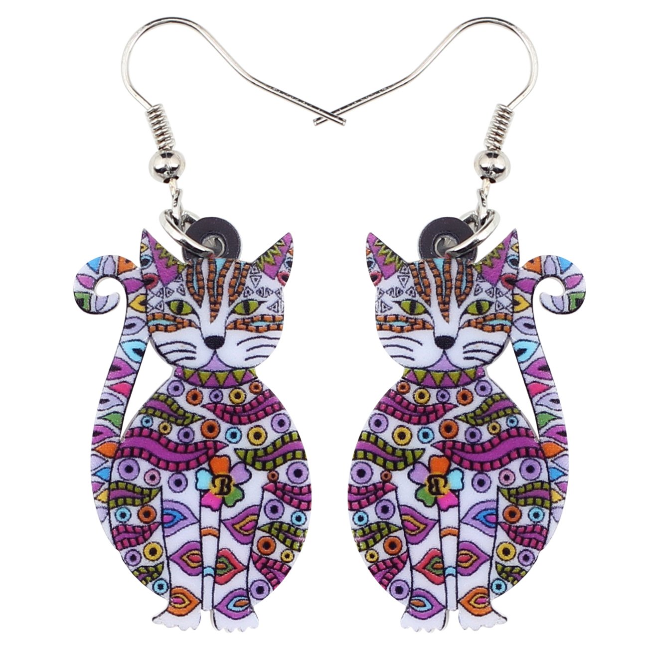 Stylish Acrylic Drop Dangle Cat Earrings - Cute Pet-Themed Novelty Jewelry for Women | Perfect Funny Gift for Cat Lovers - Great for Parties, Cosplay & Everyday Wear | By The Bonsny