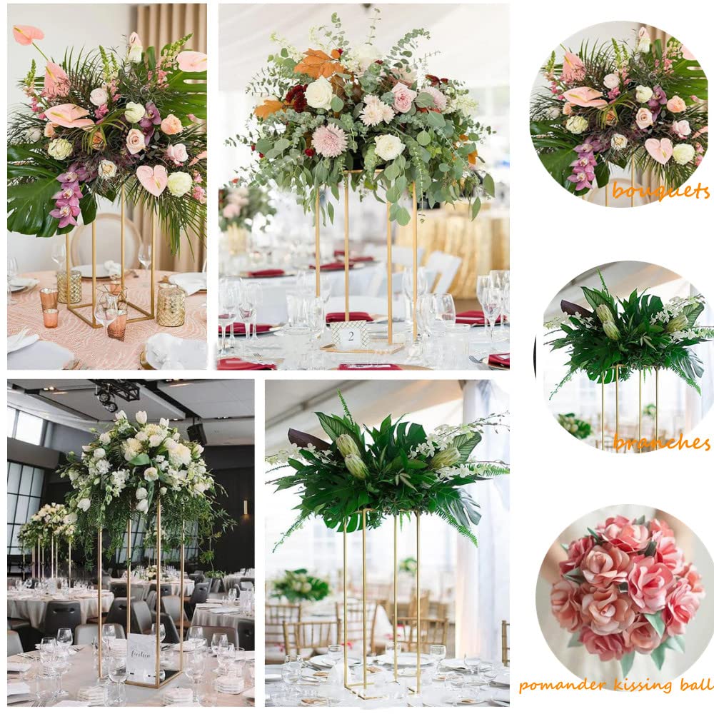 LOYALHEARTDY Modern Geometric Wedding Flower Stand - Silver Metal Vase Column for Wedding Decor, Bridal Shower, Reception Centerpiece - Elegant Floral Display for Ceremony & Home Decor