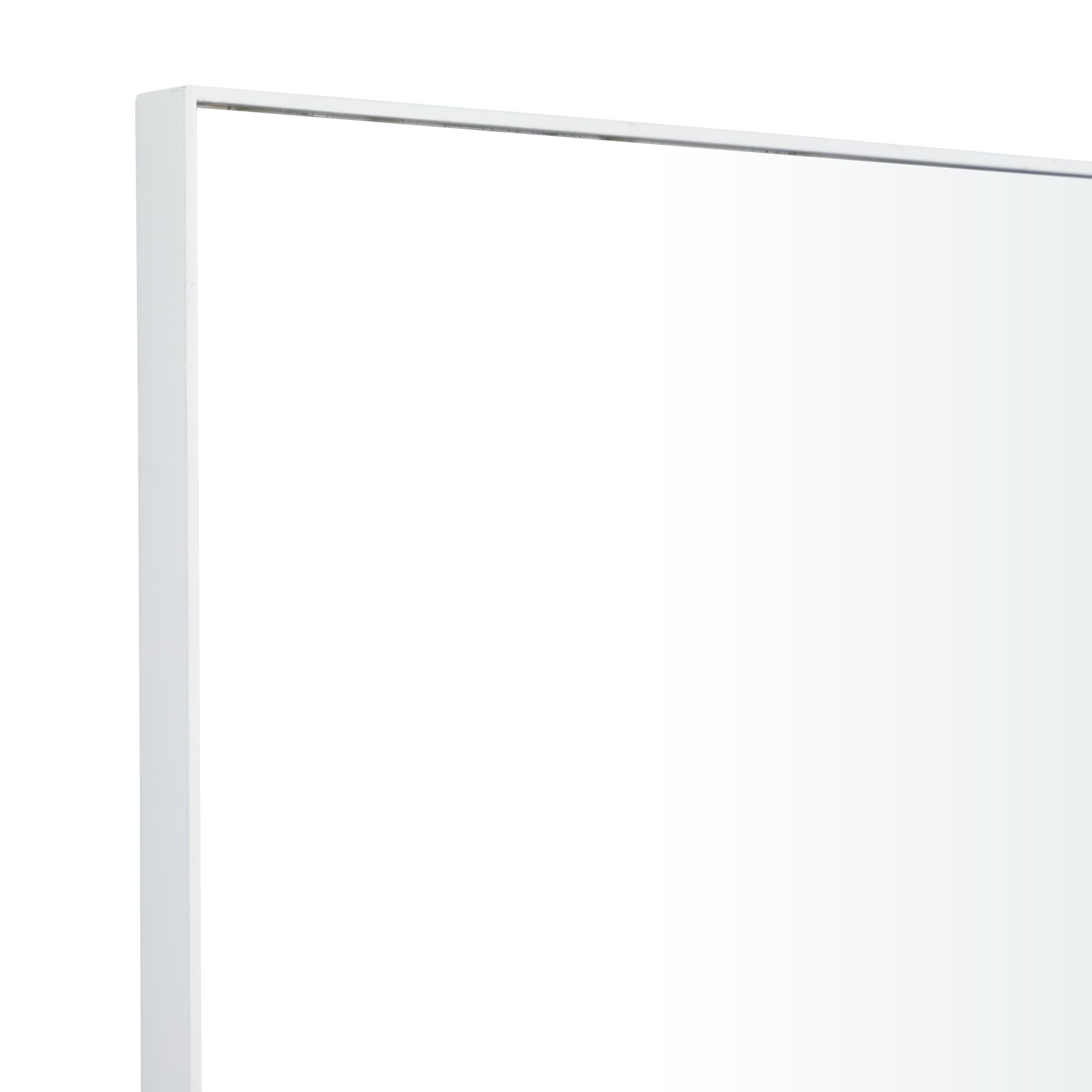 Deco 79 White Wooden Wall Mirror 18x24 Inches - Thin Frame Entryway Mirror for Hallway, Living Room & Bedroom - Modern Home Decor & Functional Wall Mounted Mirror