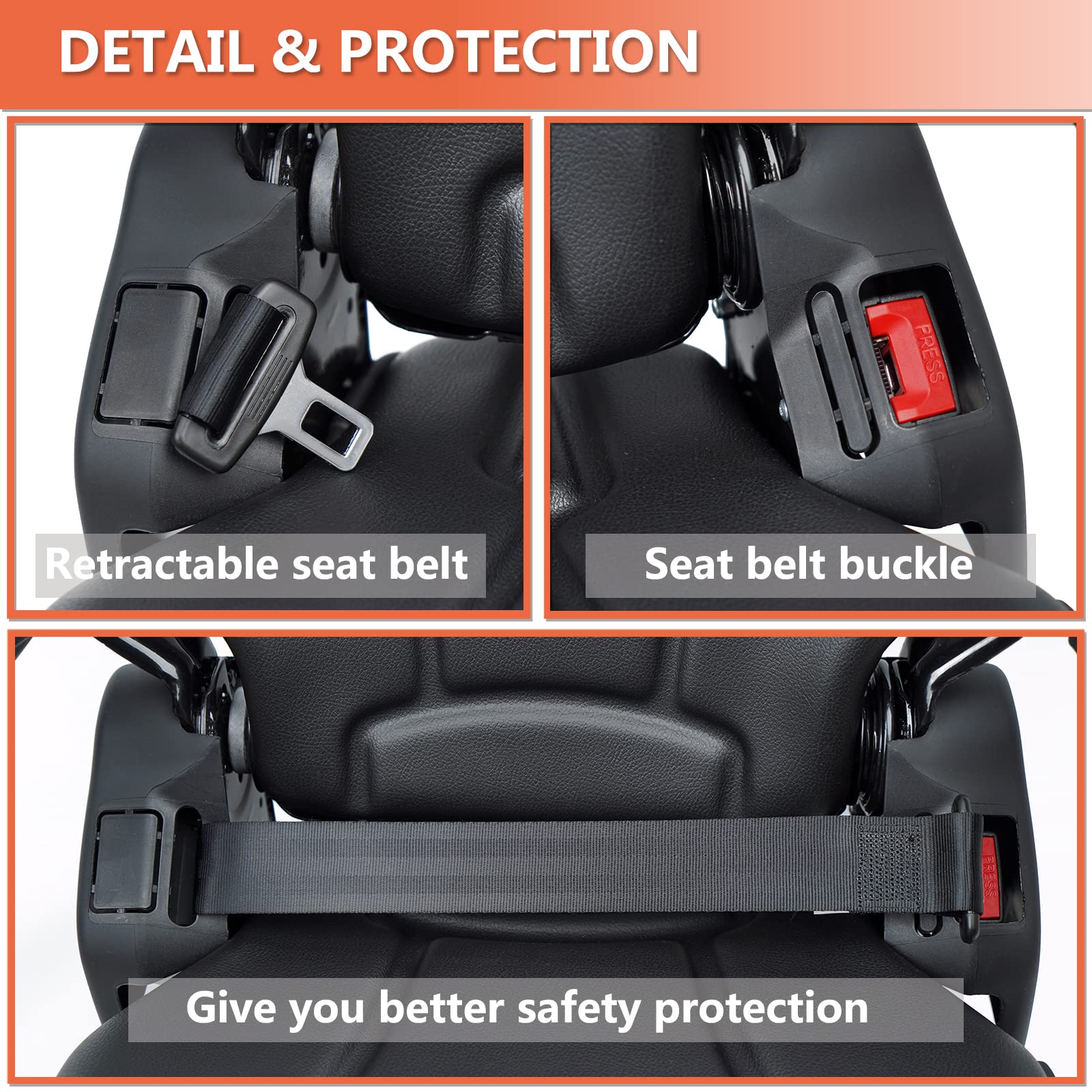 Heavy Duty Tractor Suspension Seat with Adjustable Backrest, Micro Switch & Seatbelt - Foldable Forklift Seat with Armrests for Tractors, Mowers, Excavators & Harvesters - Ideal for Farming, Construction & Landscaping Operations