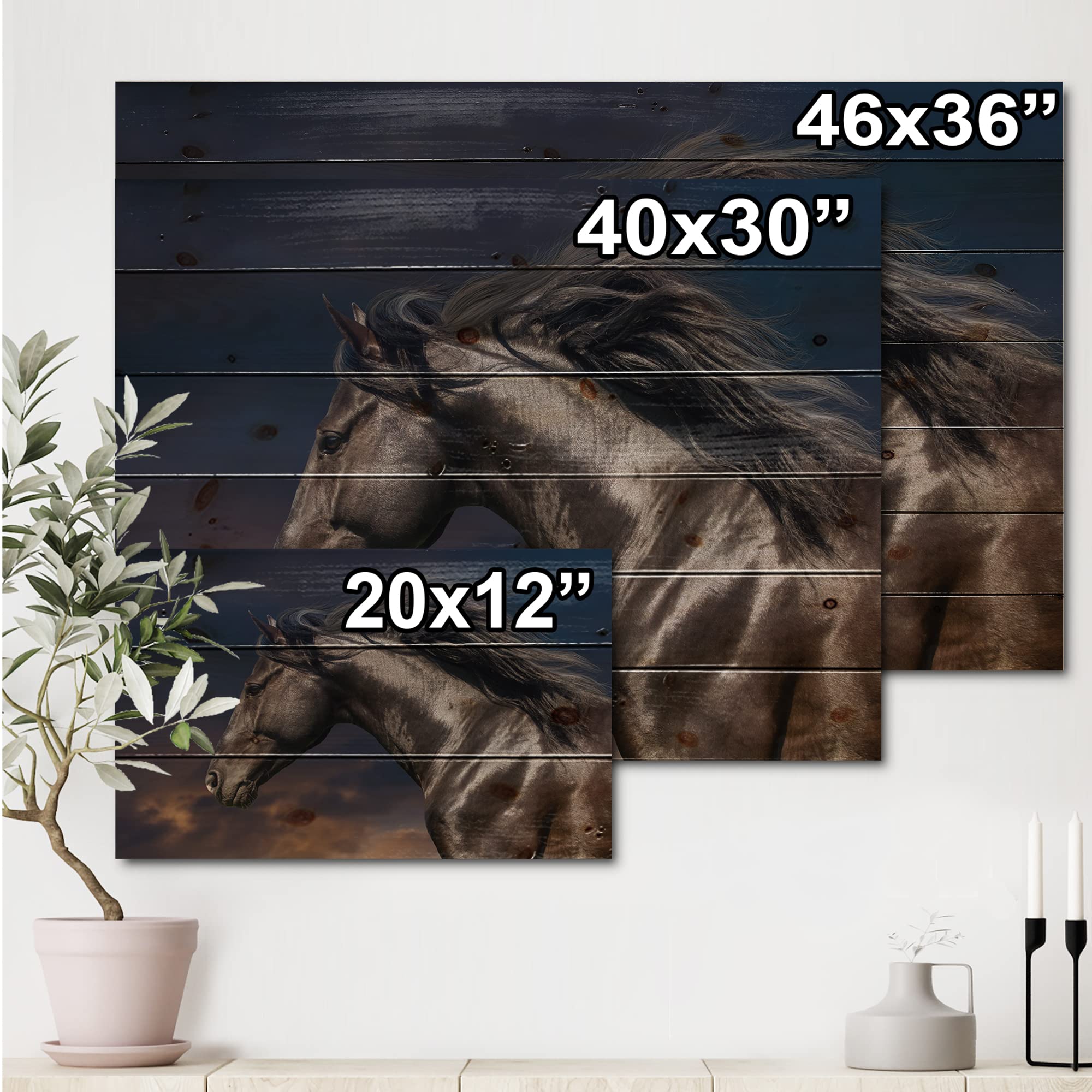 Thoroughbred Nonius Stallion Horse III Farmhouse Wood Wall Art - Brown Wooden Wall Decor, Large Animal Print on Natural Pine Wood Panel | Perfect for Living Room, Bedroom & Country Home Decor