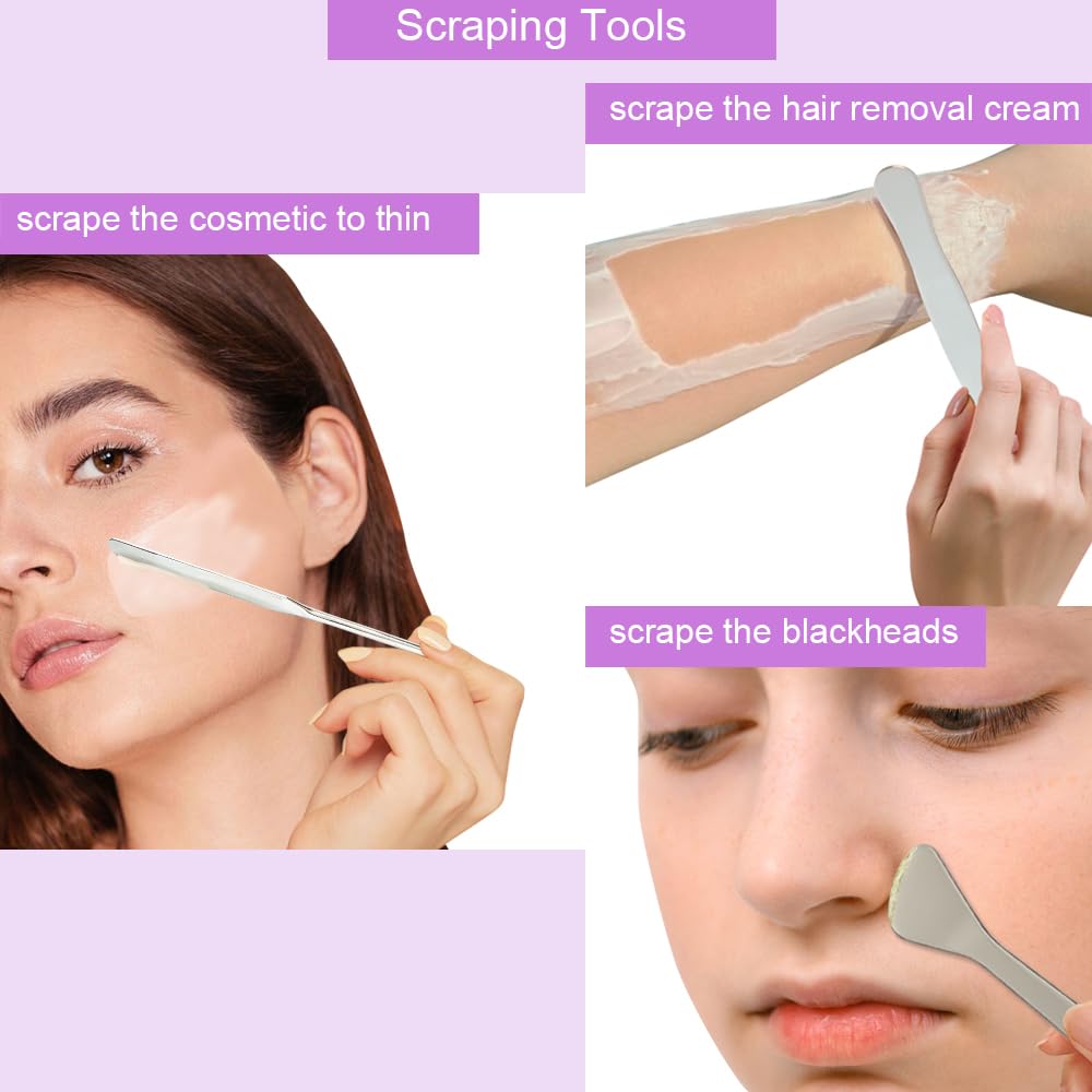 Osinee 4-Piece Makeup Spatula Set - Mini Cosmetic Spatula for Foundation, Wax, Lotion & Skincare - Essential Beauty Tools for Estheticians & DIY Facial Care at Home