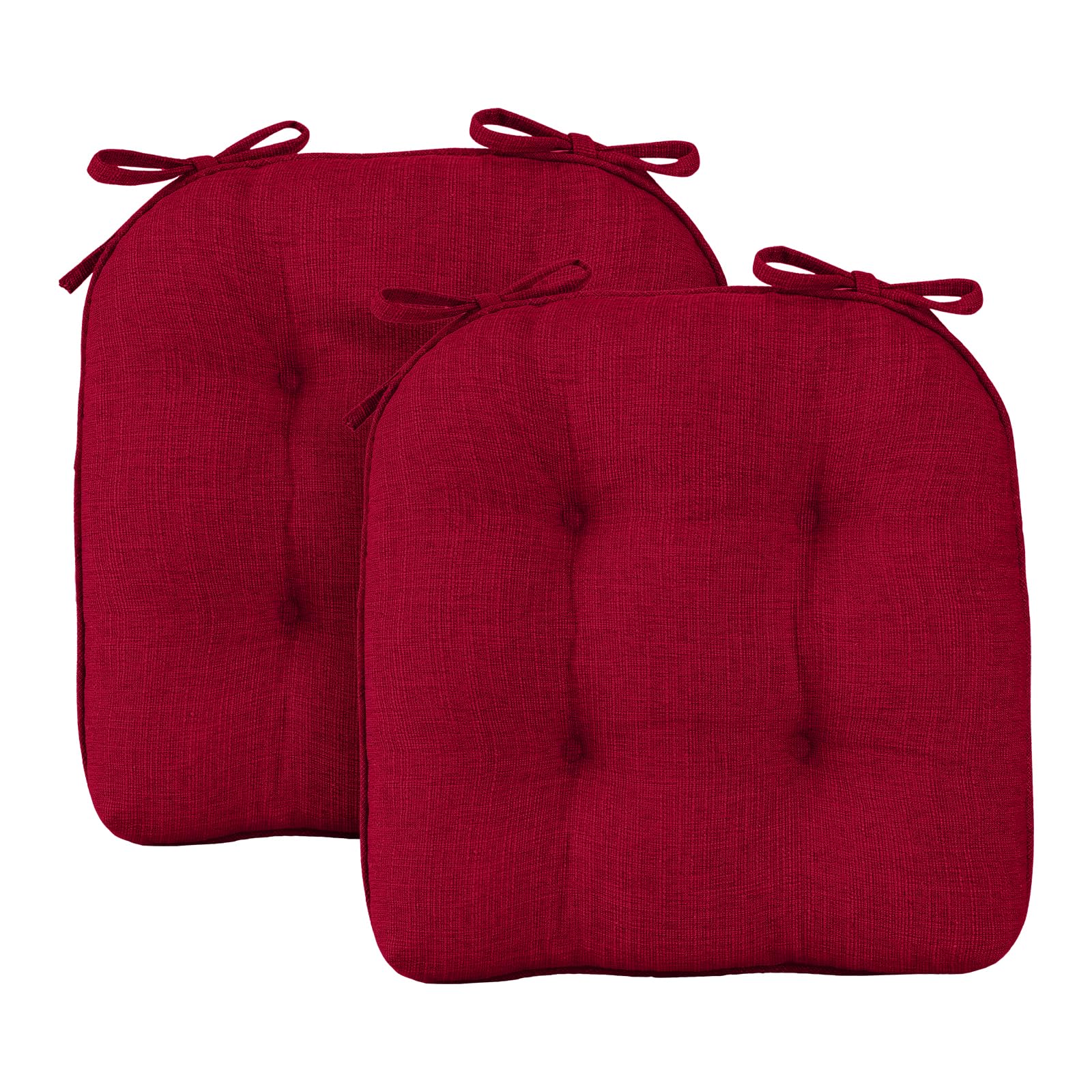 Non-Slip Tufted Memory Foam Chair Cushions Set of 2 - 15.5