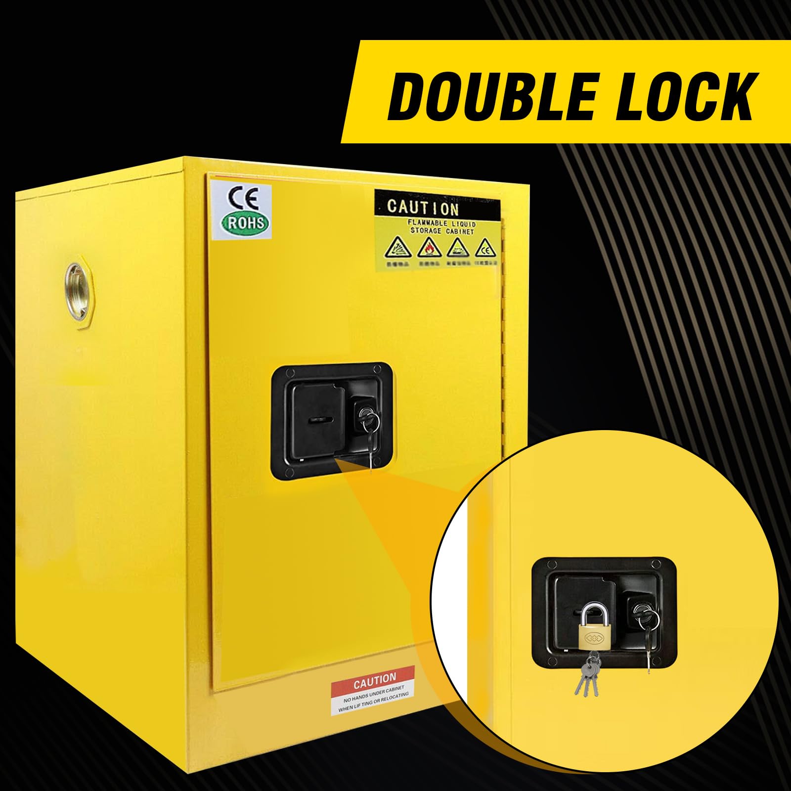 12 Gallon Flammable Safety Storage Cabinet - Explosion-Proof & Fireproof Chemical Cabinet (Yellow) | OSHA Compliant for Garage, Workshop & Laboratory Use