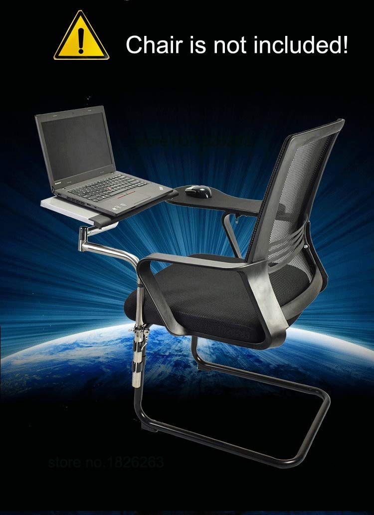 Multifunctional Bow Chair Clamp Tablet Holder with XL Mouse Pad - Adjustable Keyboard & Mouse Support for Office, Gaming & Home Workspace (Silver)