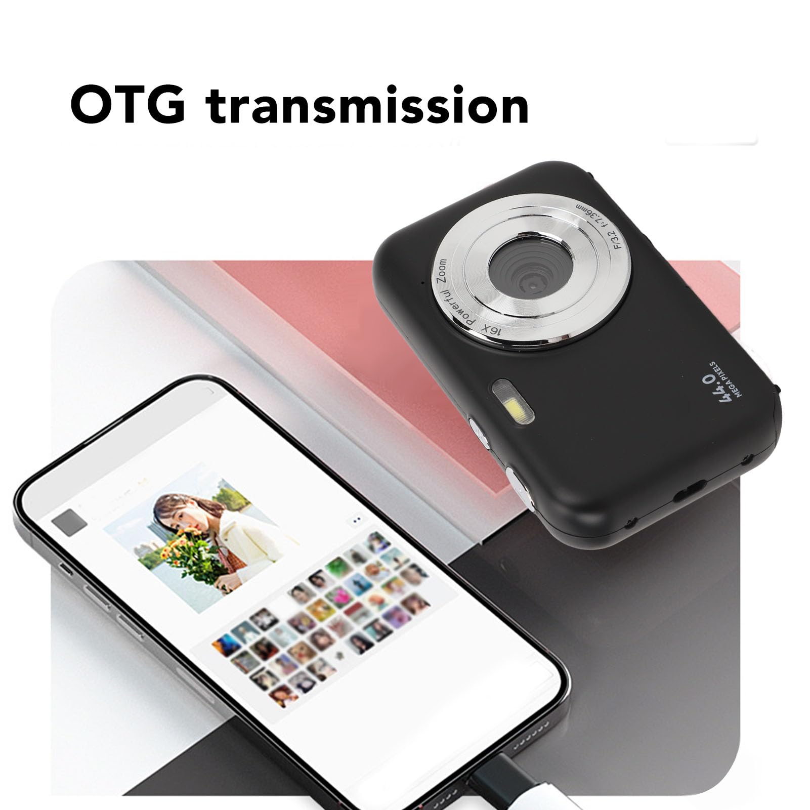 **44MP 1080P Digital Camera with Autofocus & 16X Zoom - Vlogging Camera for Beginners & Teens, Built-in Mic, Pause Function (Black) - Perfect for Travel, YouTube Videos & Everyday Photography**