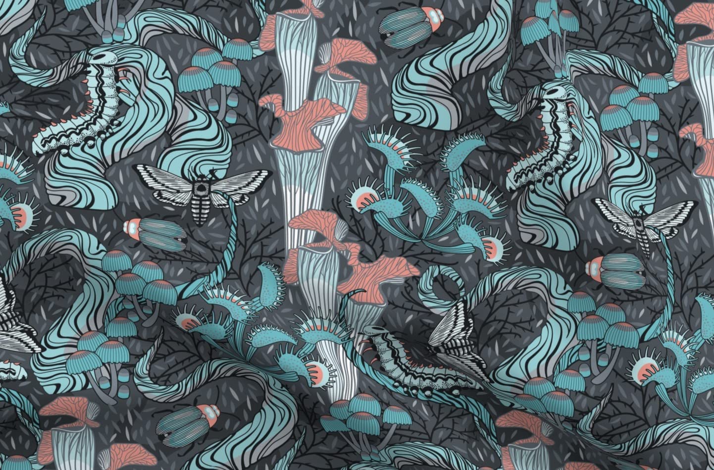 Premium Spoonflower Fabric - Fantasy Plants & Creatures Printed on Soft Minky Fabric - Fat Quarter for Sewing Baby Blankets, Quilt Backing & Plush Toys | Perfect for DIY Nursery Decor, Soft Baby Gifts & Cozy Home Projects