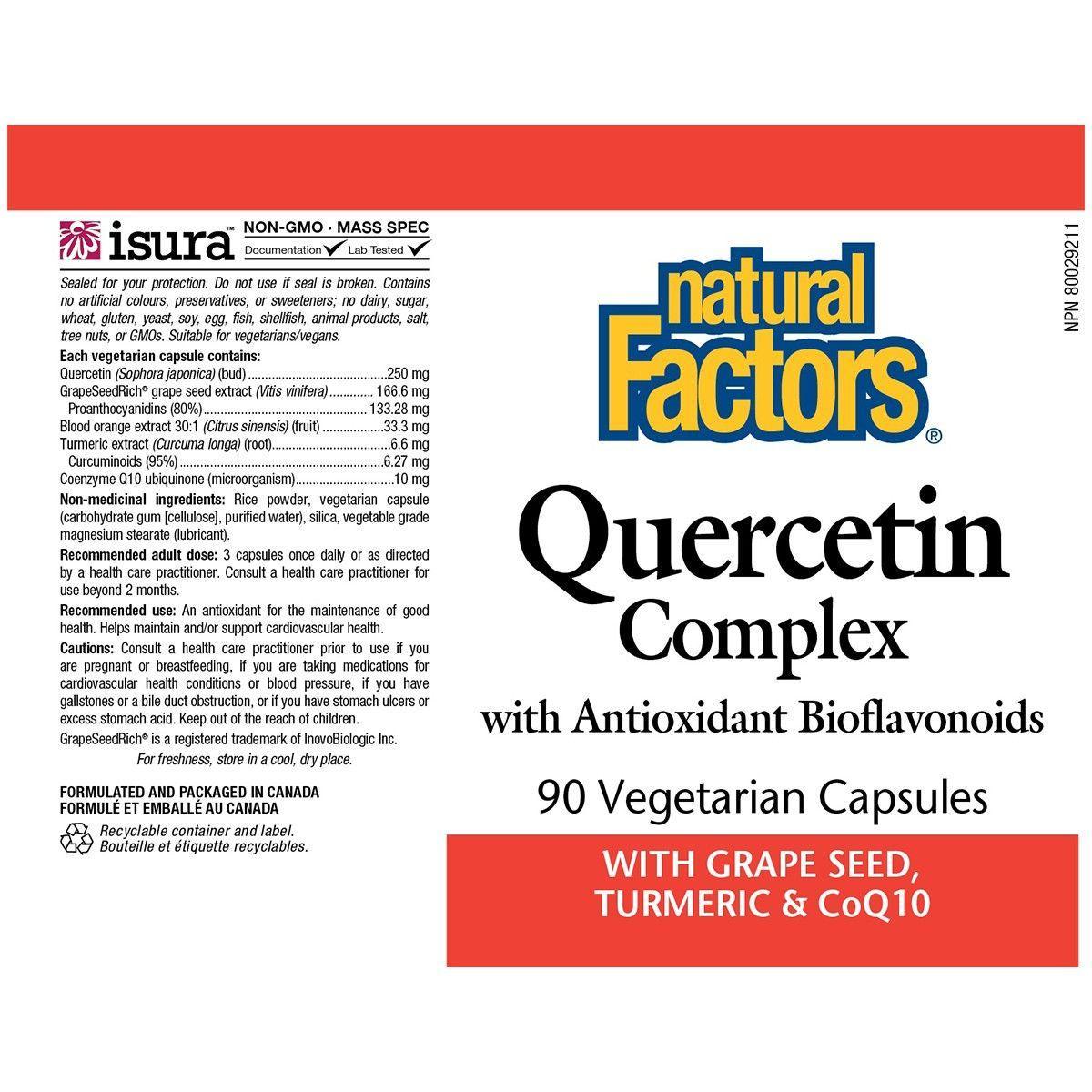 Natural Factors Quercetin Complex 90 Veggie Caps - Immune Support Supplement with Vitamin C & Bromelain | Antioxidant for Allergy Relief & Seasonal Wellness | Supports Respiratory Health & Inflammation Response