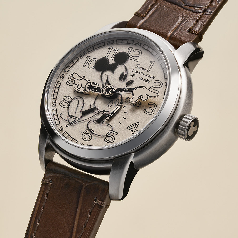 Fossil LE1185 Sketchbook Mickey Heritage Automatic Watch - 100th Disney Anniversary Limited Edition - Perfect for Disney Fans, Collectors & Special Occasions