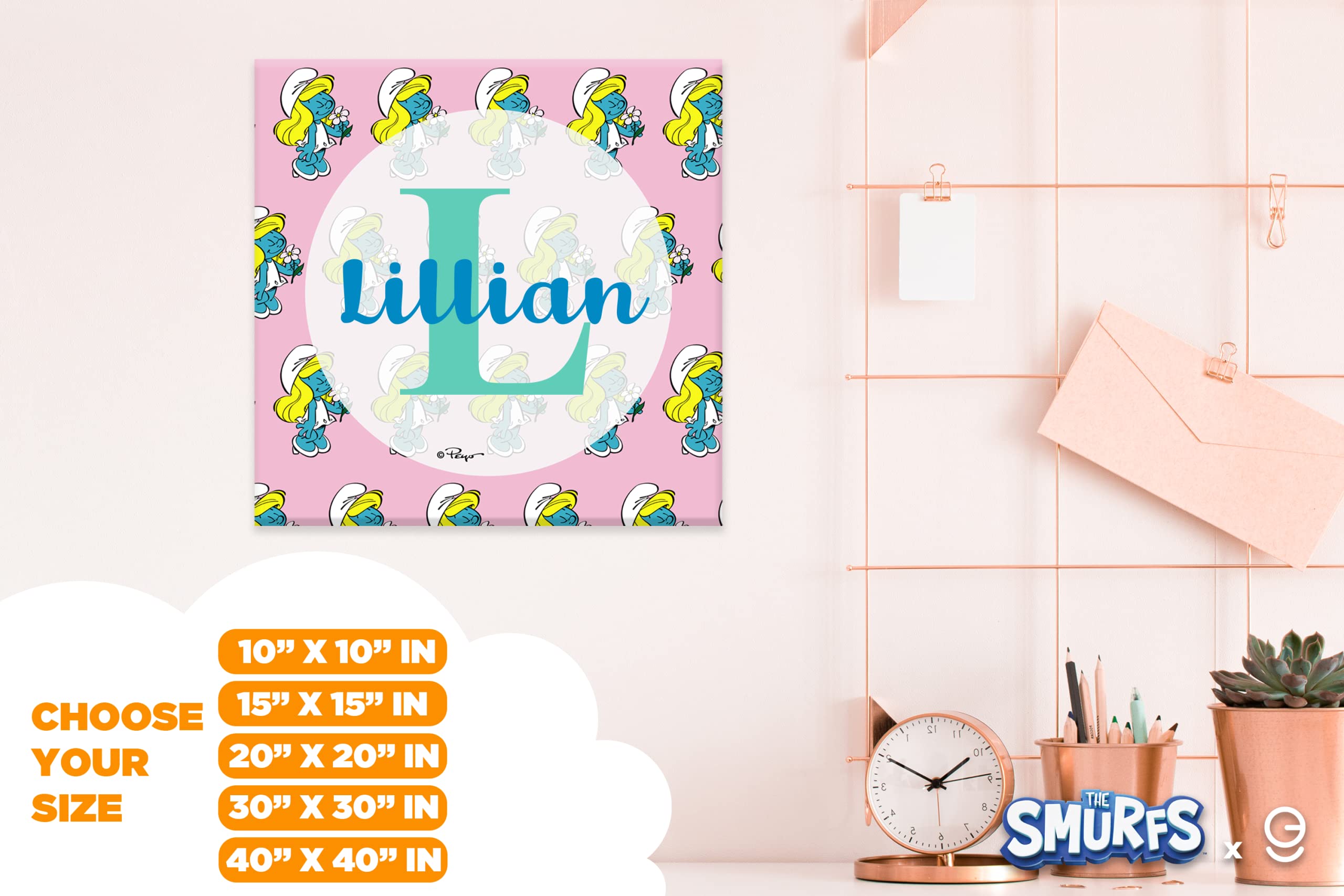Personalized Smurfette Name & Initial The Smurfs PVC Wall Decor - Custom Nursery, Playroom & Party Sign - Multiple Size Options for Kids Room Decor & Birthday Party Supplies - Perfect for Baby Showers, Themed Parties & Children's Bedrooms