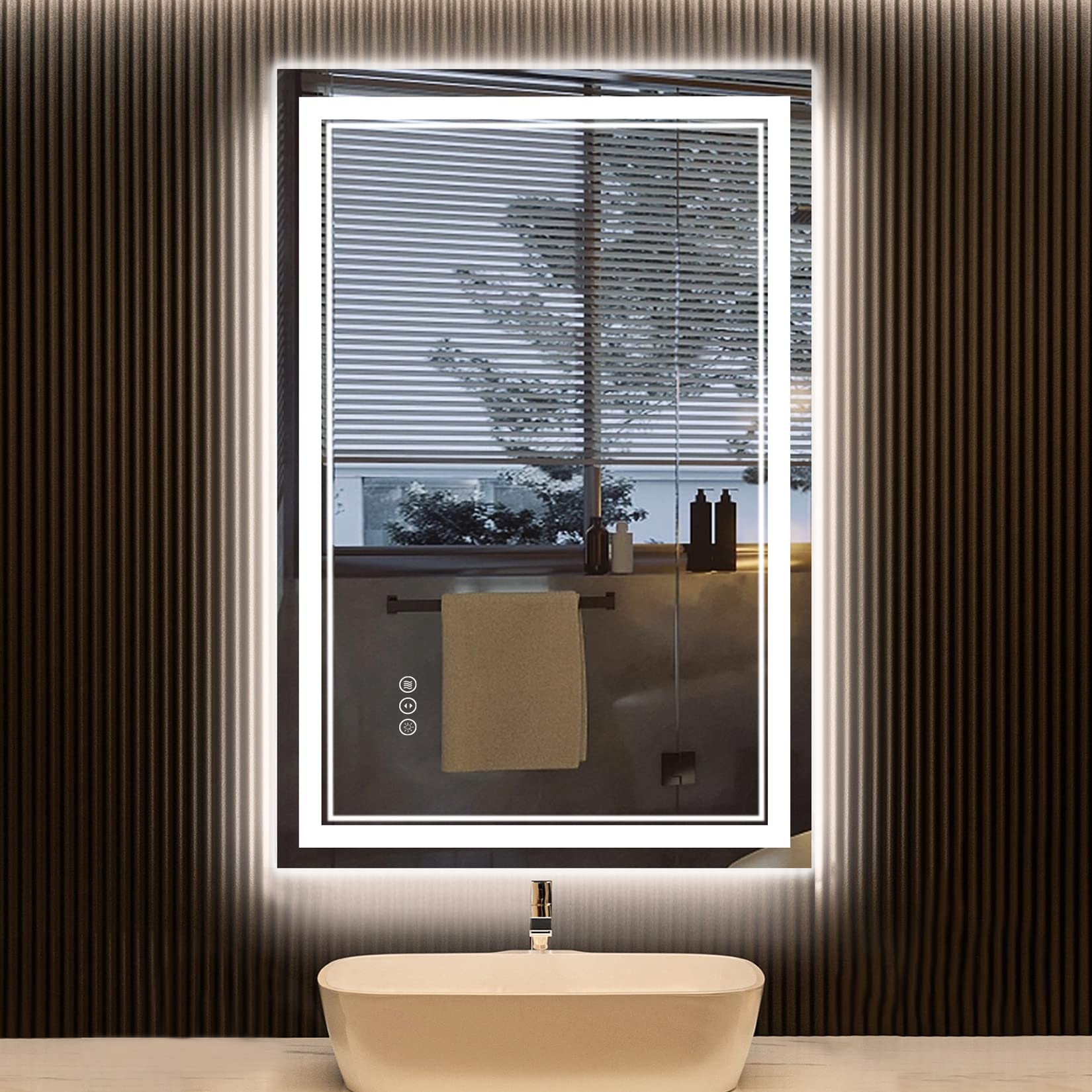AWANDEE 20x28 Inch LED Bathroom Mirror with Front & Backlit Lighting - Dimmable Anti-Fog Vanity Mirror with 3 Color Temperatures, Memory Function, Horizontal/Vertical Mounting - Perfect for Makeup, Shaving & Home Decor