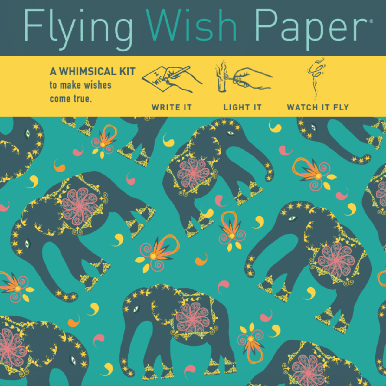 Mini Flying Wish Paper in Elephant Luck - Good Luck Wishes for Birthday, Wedding, New Year & Special Occasions | Eco-Friendly Burning Paper for Manifestation & Celebration