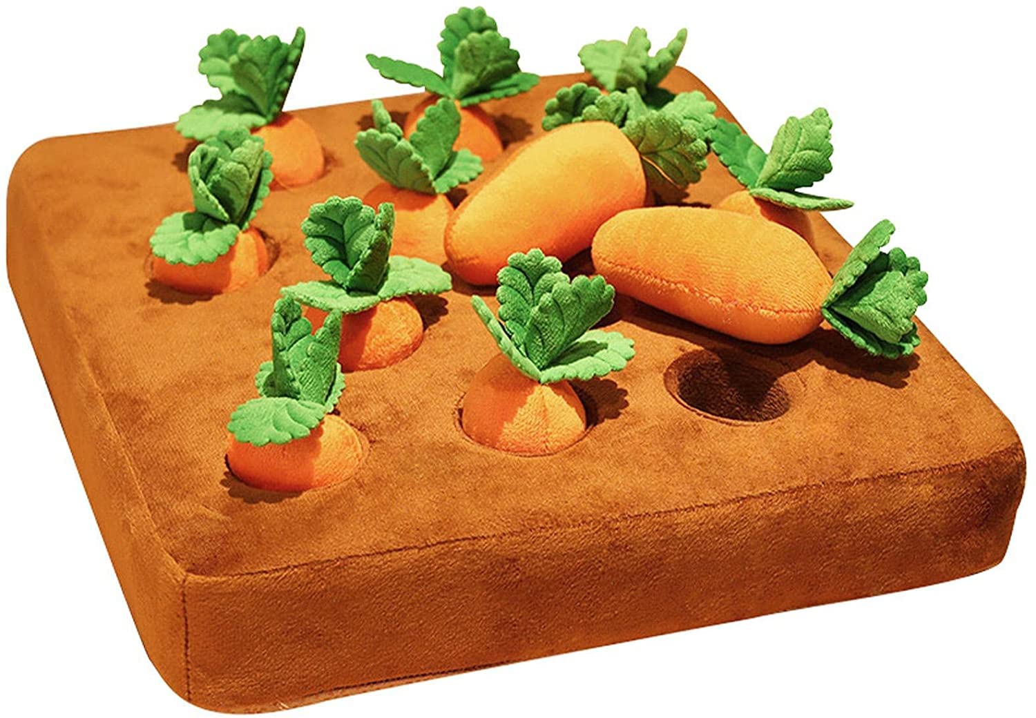 Interactive Snuffle Mat with 12 Plush Carrot Toys - Dog & Cat Puzzle IQ Game for Mental Stimulation | Soft Harvest-Themed Pet Toy for Hide & Seek, Slow Feeding & Anxiety Relief (Orange)