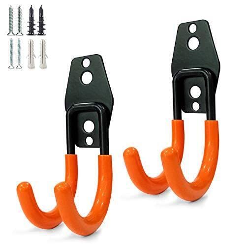 Heavy Duty Anti-Slip Garage Storage Hooks 2 Pack - Wall Mount Utility Hangers for Power Drills, Garden Tools, Hoses & Ladders - Small J 2.7 Inch - Perfect for Garage Organization & Tool Storage Solutions