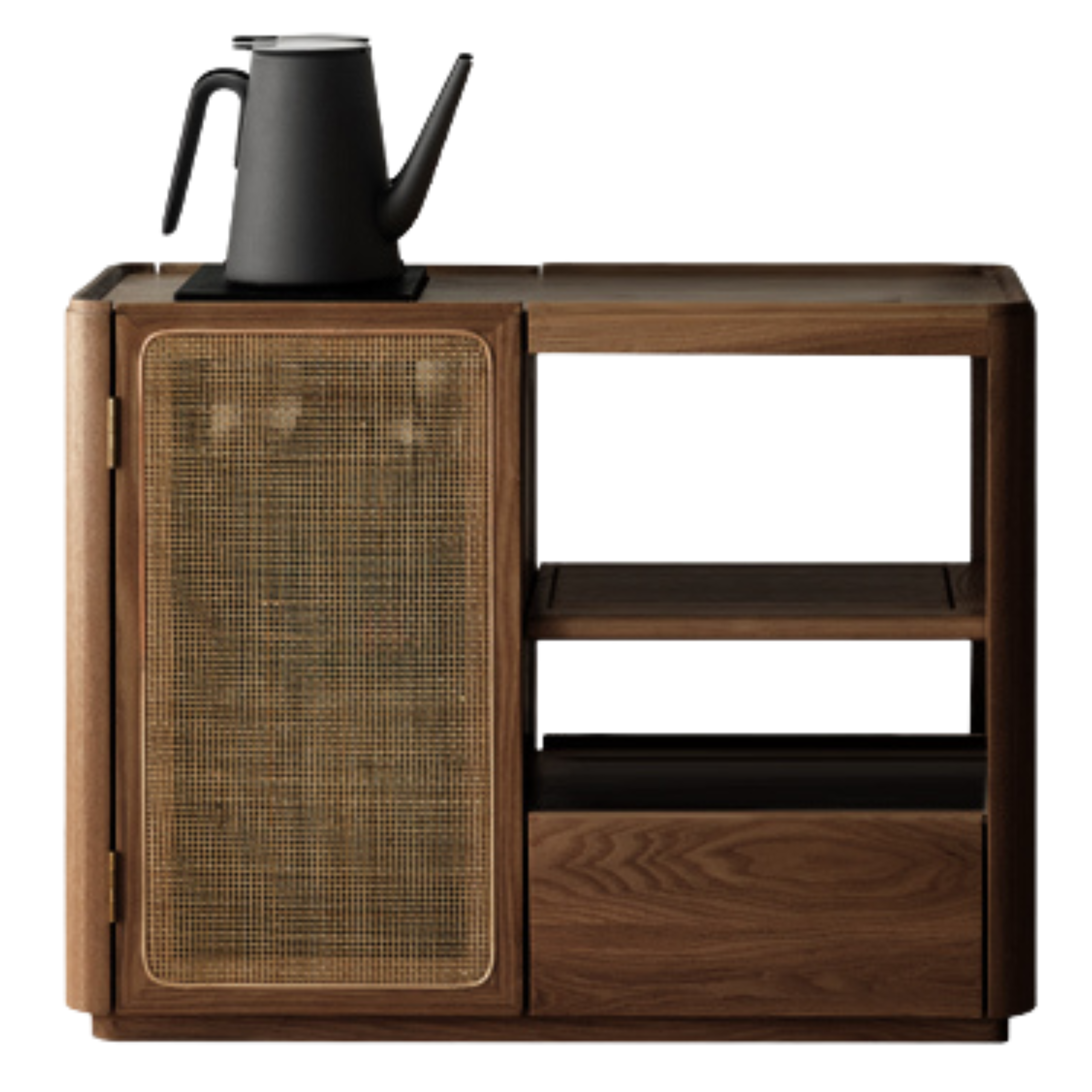 Solid Oak and Ash Wood Tea Maker Mobile Side Cabinet - Portable Side Table for Living Room, Bedroom, or Office