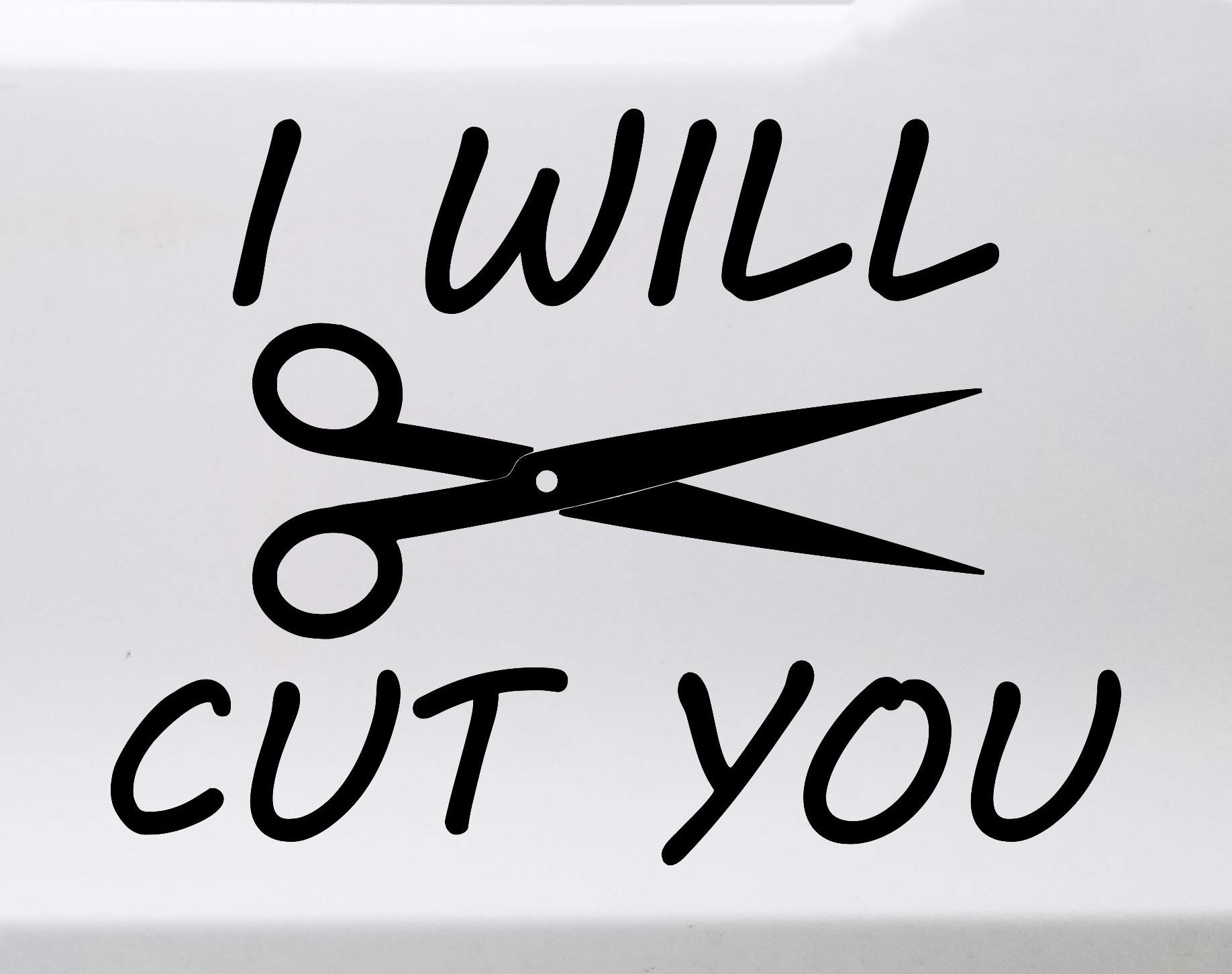 Professional Hairdresser Scissors Vinyl Decal - 'I Will Cut You' Salon Sticker - 5