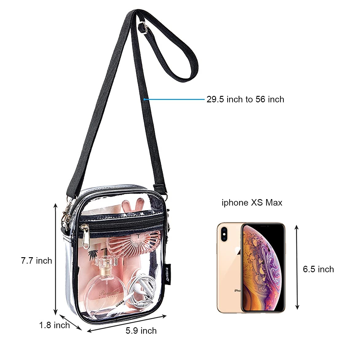 Stadium Approved Clear Crossbody Bag for Concerts & Sports Events - Transparent Purse for Women, Security Check Friendly - Perfect for Music Festivals, NFL Games & Theme Parks