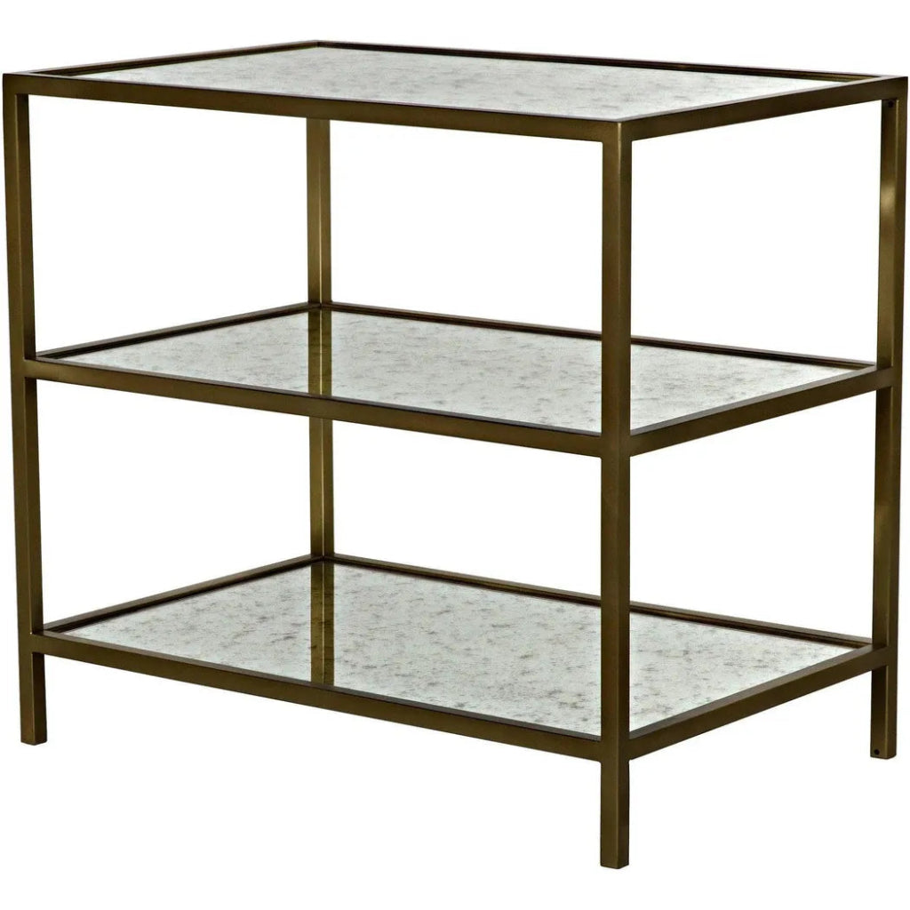 3 Tier Rectangle Side Table - Antique Brass & Mirror Finish - Perfect for Living Room, Bedroom, or Office Decor