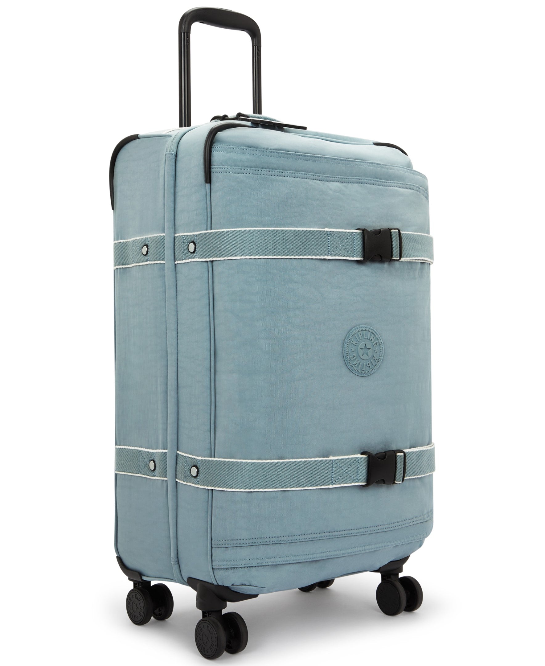 Kipling Spontaneous Medium Rolling Luggage - Lightweight Carry-On Suitcase with Spinner Wheels, Relaxed Grey | Perfect for Business Travel & Weekend Getaways