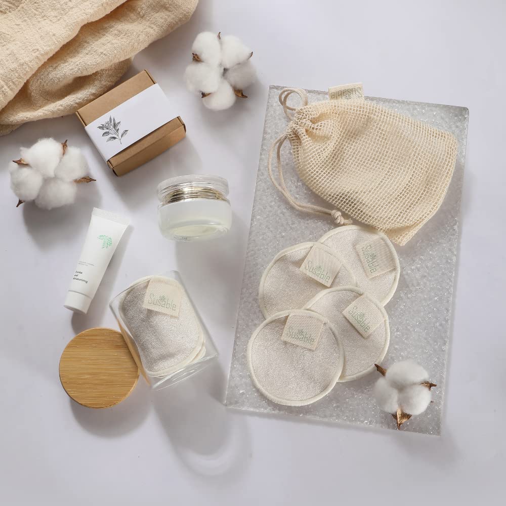 Reusable Organic Cotton Makeup Pads - Set of 12 Eco-Friendly Facial Cleansing Rounds for Makeup Removal & Skincare | Perfect for Daily Face Wash, Travel & Sustainable Beauty Routine