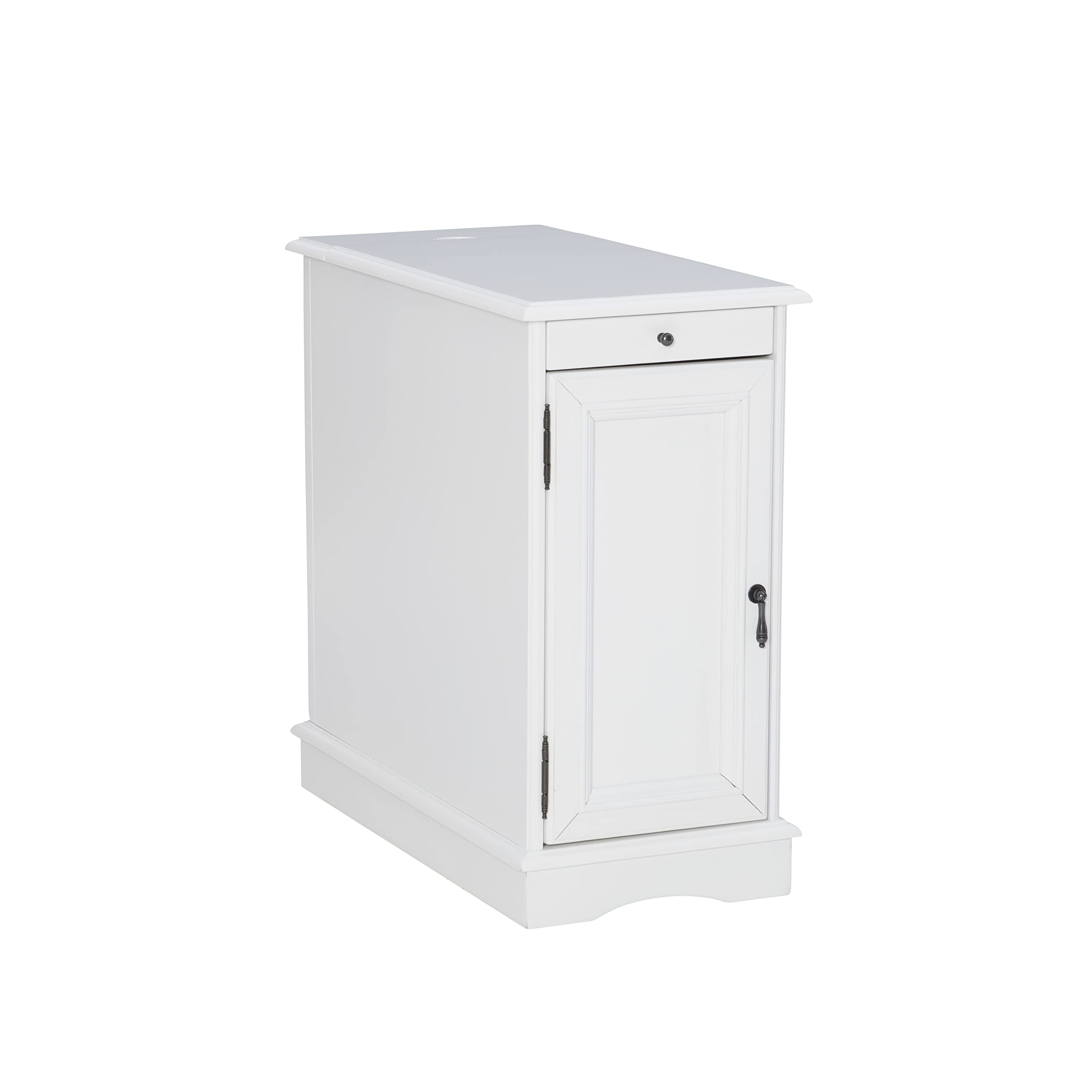 Powell Furniture Barron Small White Accent Table - Perfect for Living Room, Bedroom, or Entryway Decor