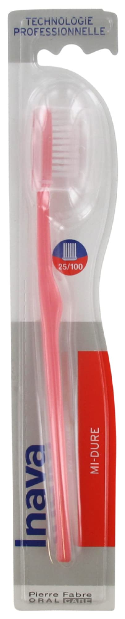 Inava Medium Soft Toothbrush 25/100 Pack - Pink | Gentle Cleaning for Sensitive Teeth & Gums | Perfect for Travel, Home & Office Use