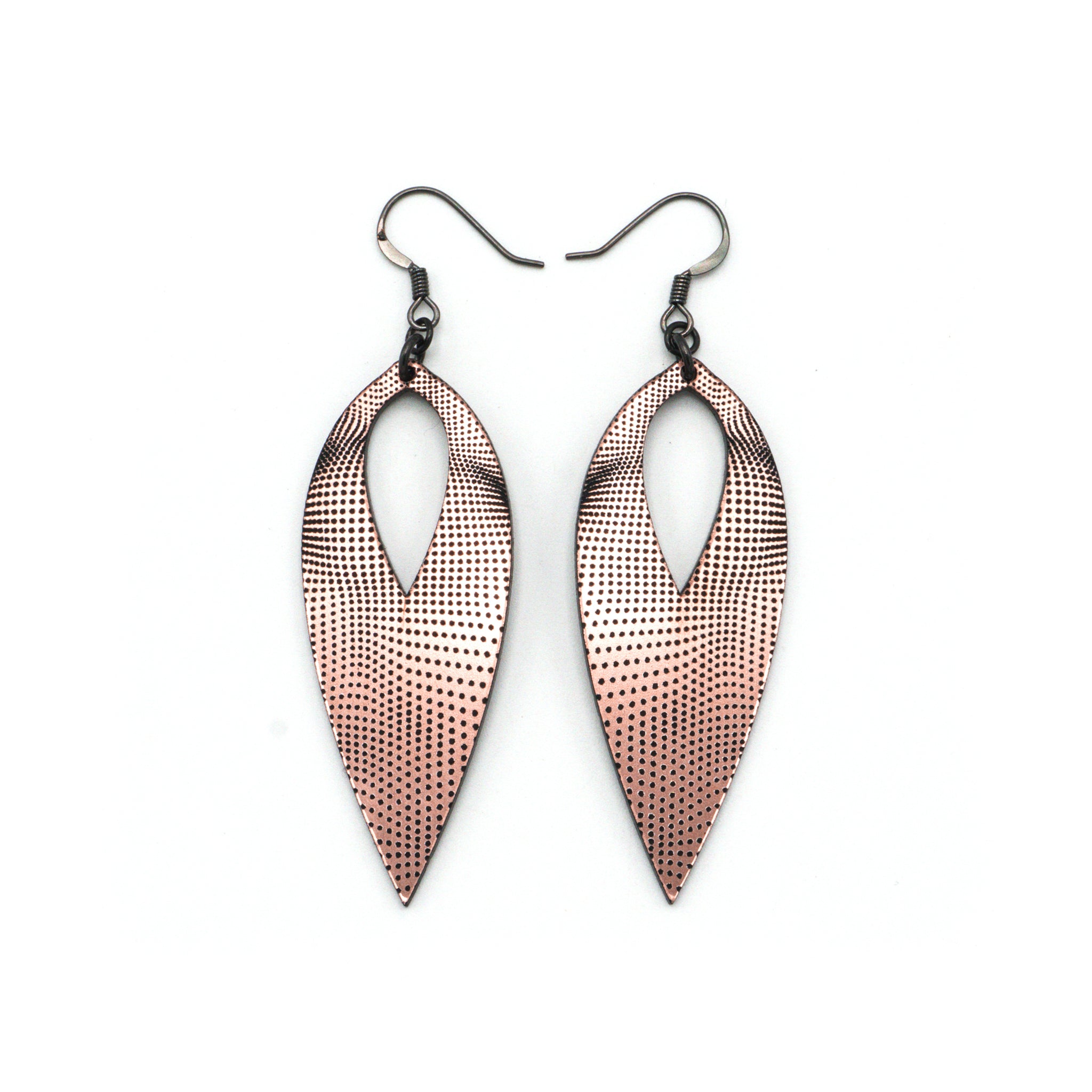 Nativas 17 Acrylic Earrings - Rose Gold & Black Hoop Earrings for Women, Lightweight Dangle Earrings for Casual Wear, Party & Gift Giving