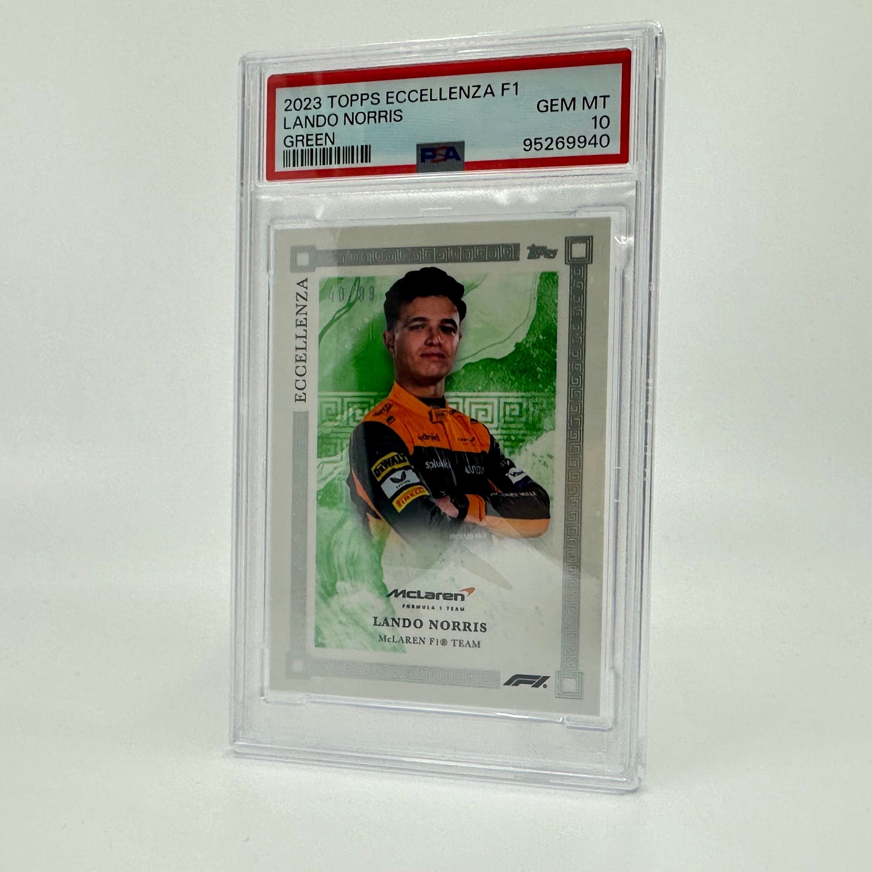 2023 Topps Eccellenza Lando Norris Green Parallel PSA 10 Gem Mint 40/99 - Rare Racing Collectible for F1 Fans & Sports Card Investors